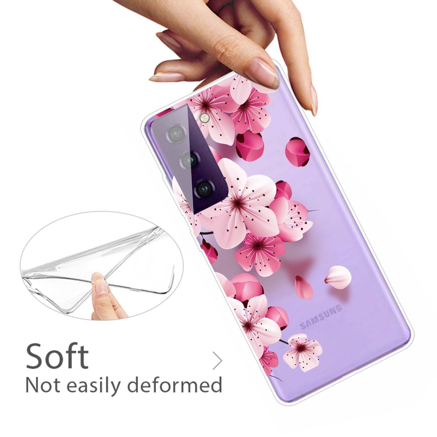 Samsung Galaxy S21 Handyhülle Schutzcase Blumen Backcover Transparent