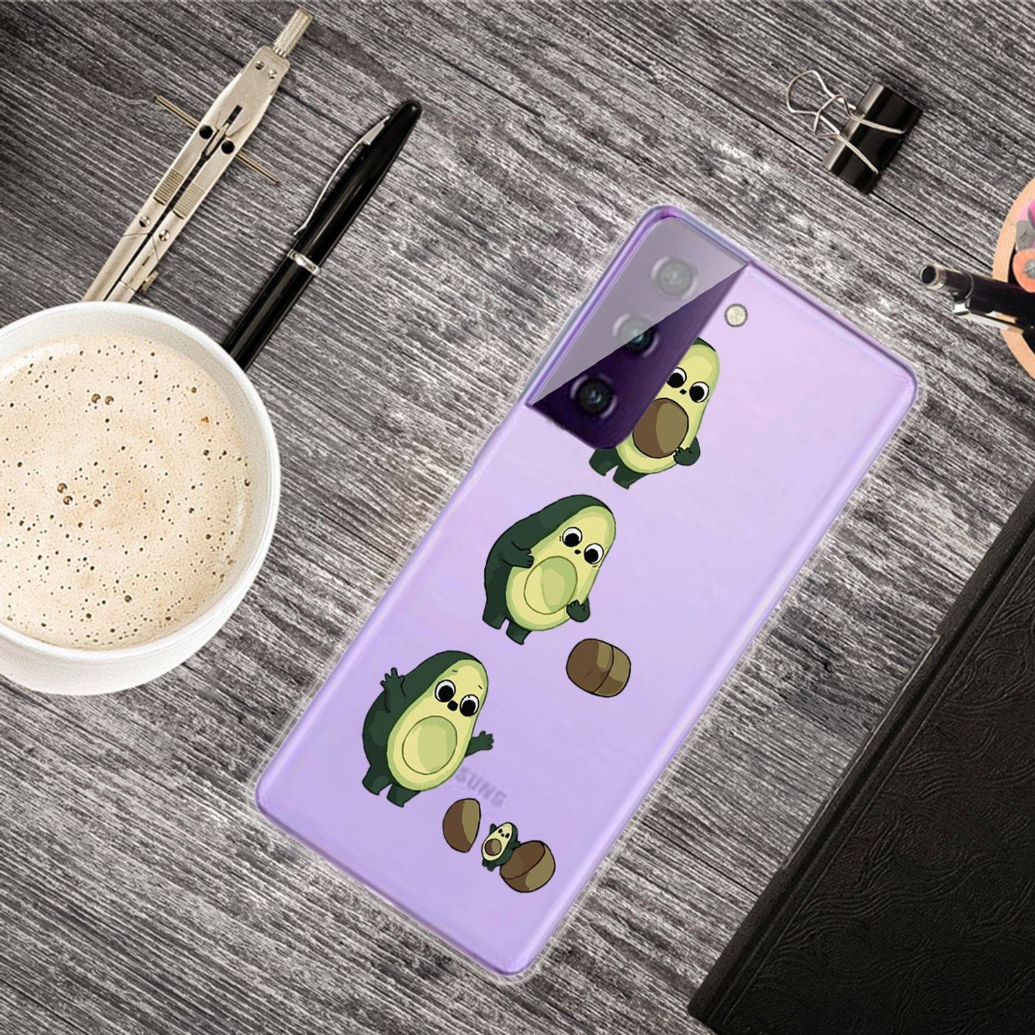 Samsung Galaxy S21 Plus Handyhülle Schutzcase Avocado Backcover Transparent