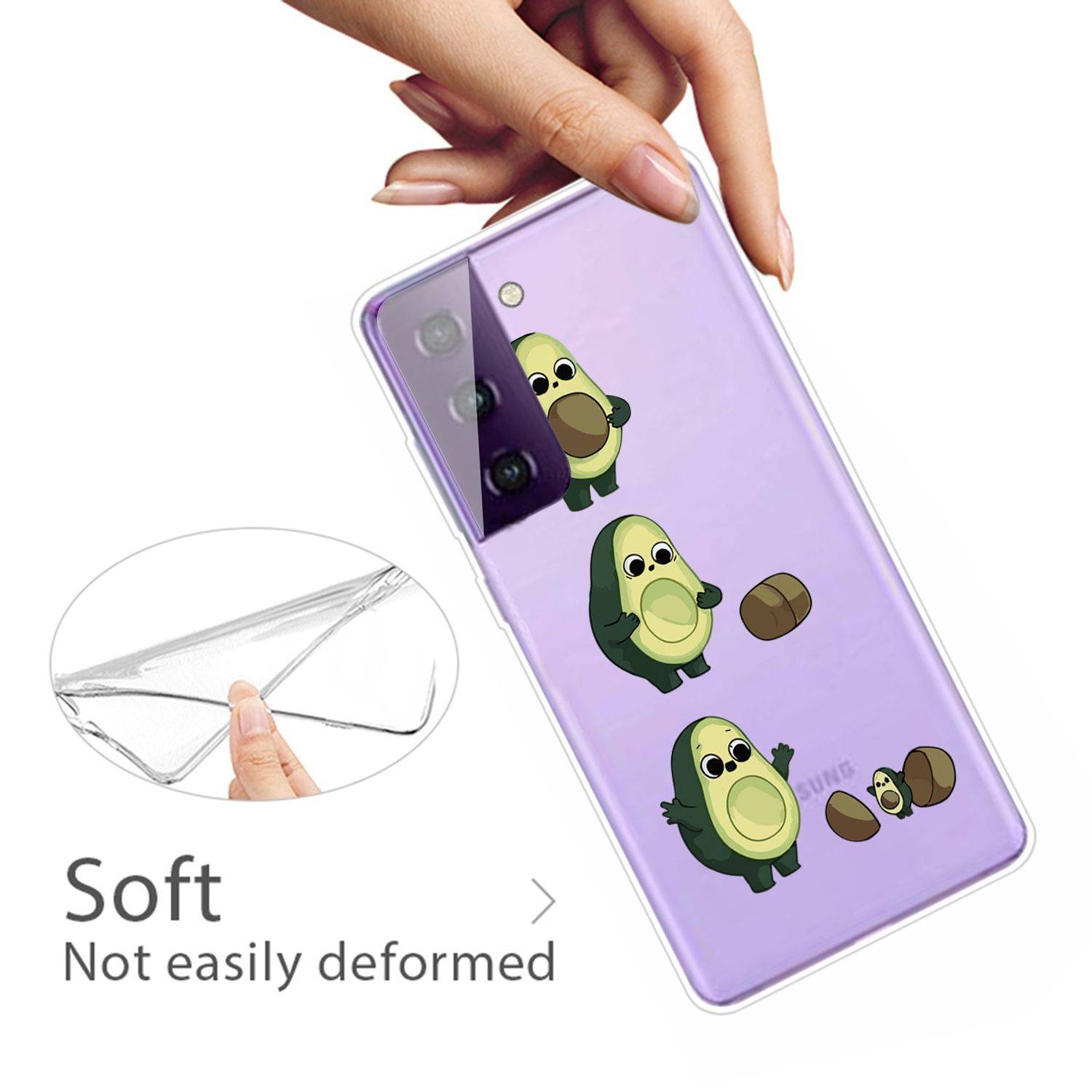 Samsung Galaxy S21 Plus Handyhülle Schutzcase Avocado Backcover Transparent