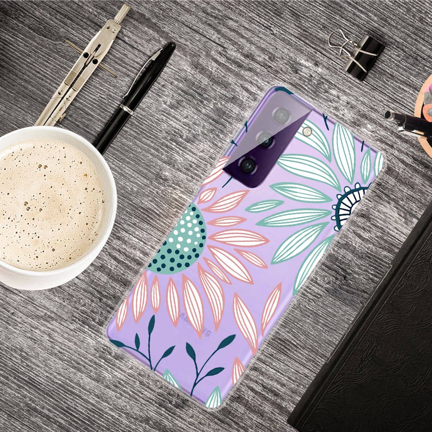 Samsung Galaxy S21 Plus Handyhülle Schutzcase Blumen Backcover Transparent