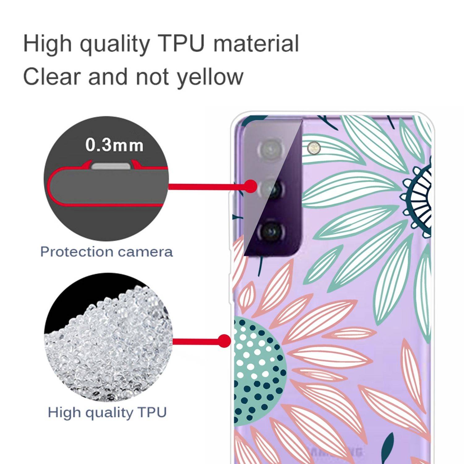 Samsung Galaxy S21 Plus Handyhülle Schutzcase Blumen Backcover Transparent