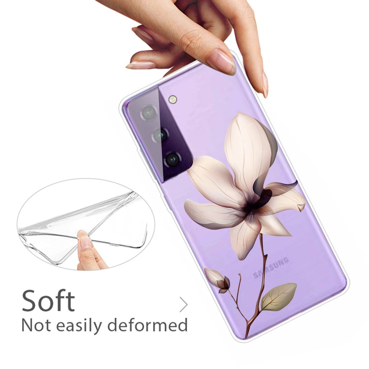 Samsung Galaxy S21 Plus Handyhülle Schutzcase Blume Backcover Transparent