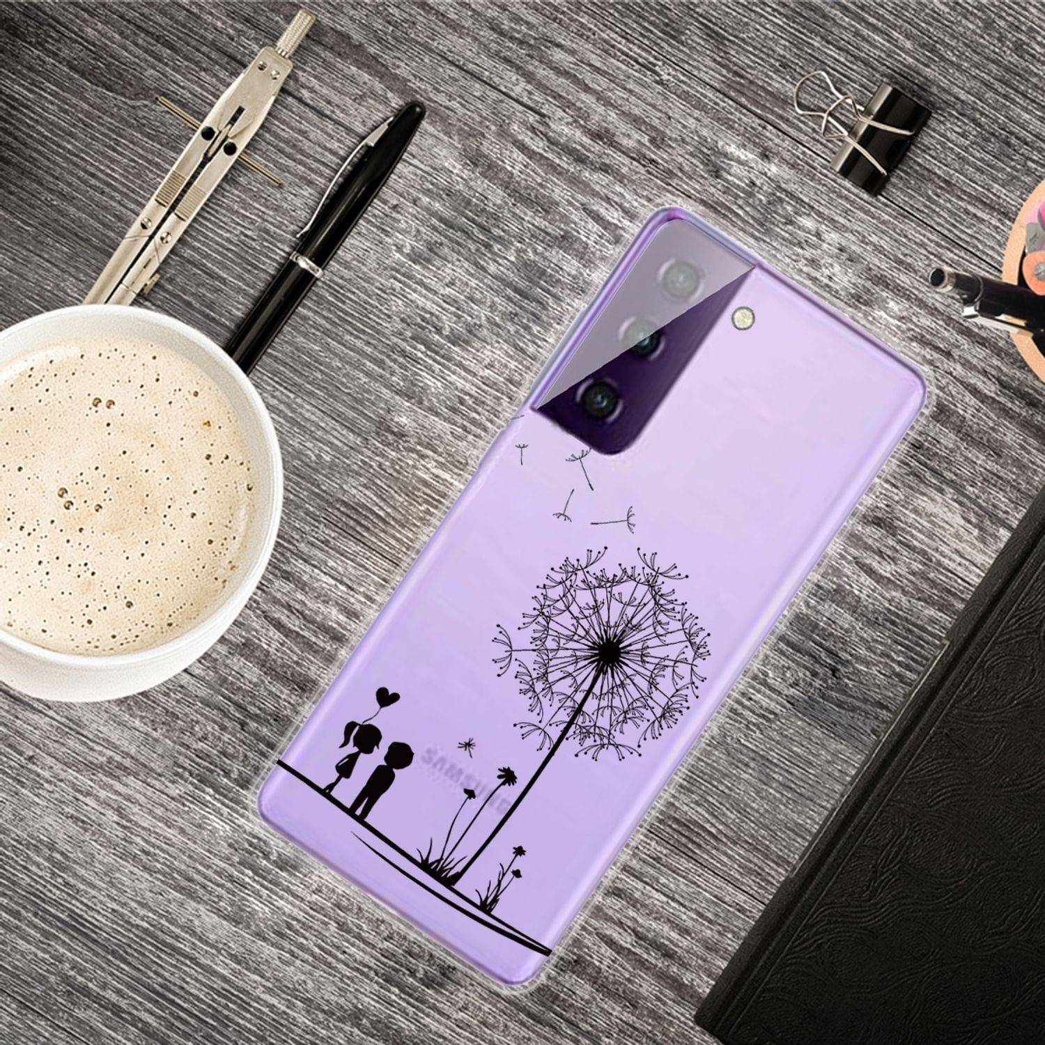 Samsung Galaxy S21 Plus Handyhülle Schutzcase Pusteblume Bookcover Transparent