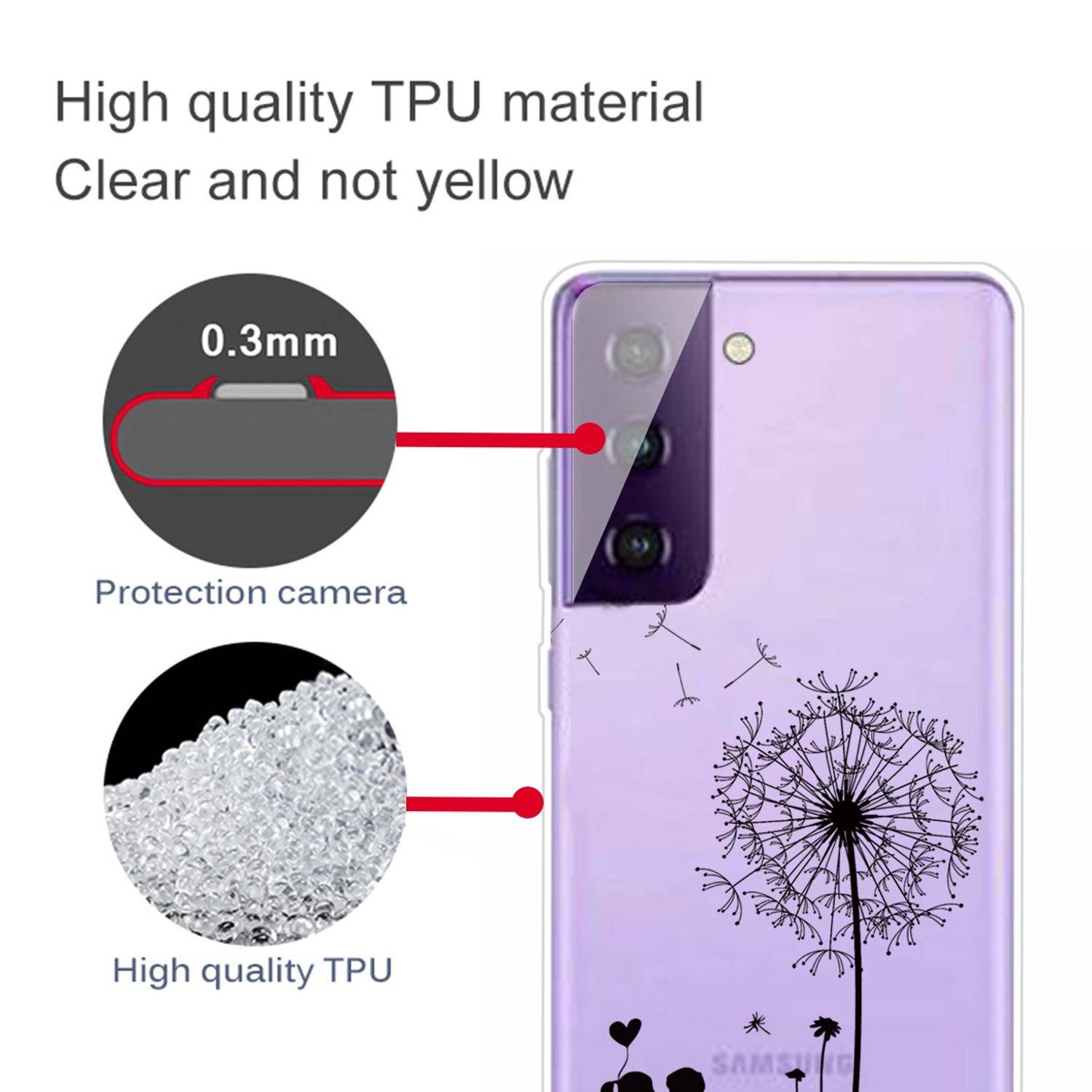 Samsung Galaxy S21 Plus Handyhülle Schutzcase Pusteblume Bookcover Transparent