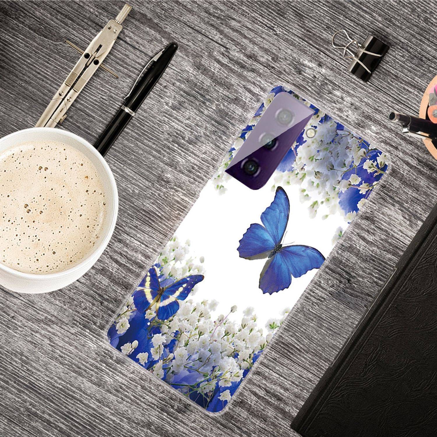 Samsung Galaxy S21 Plus Handyhülle Schutzcase Schmetterling Backcover Transparent