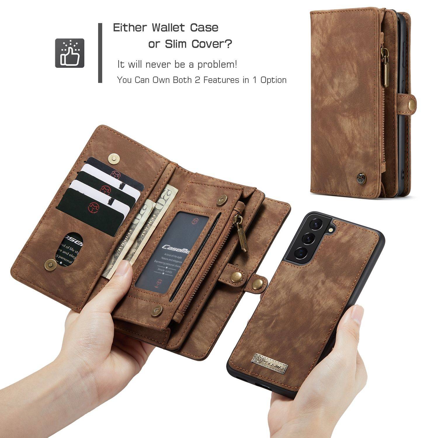 Samsung Galaxy S21 Handyhülle Geldbörse Schutztasche Backcover Braun