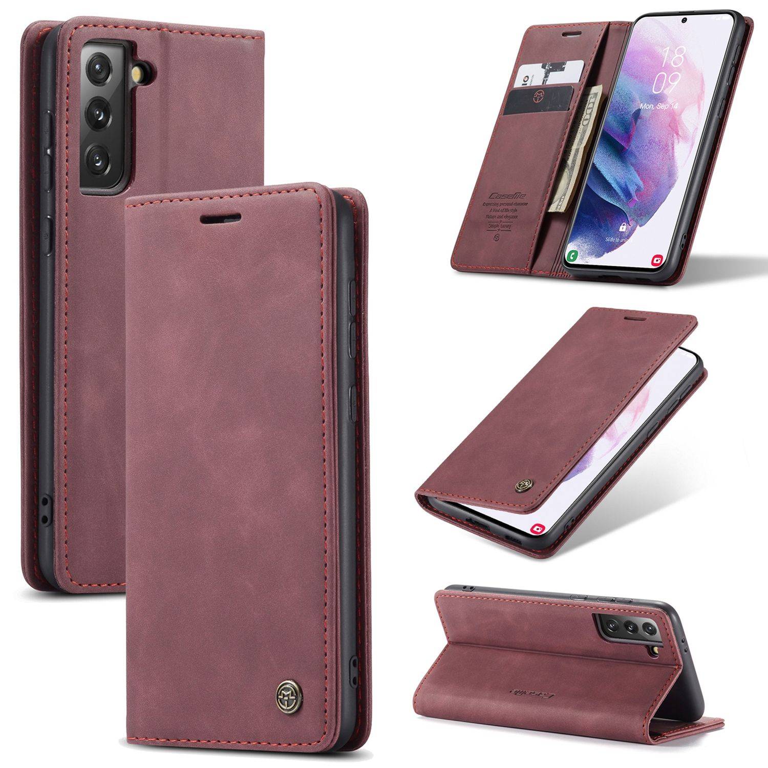 Samsung Galaxy S21 Plus Handyhülle Schutztasche Bookcover Rot