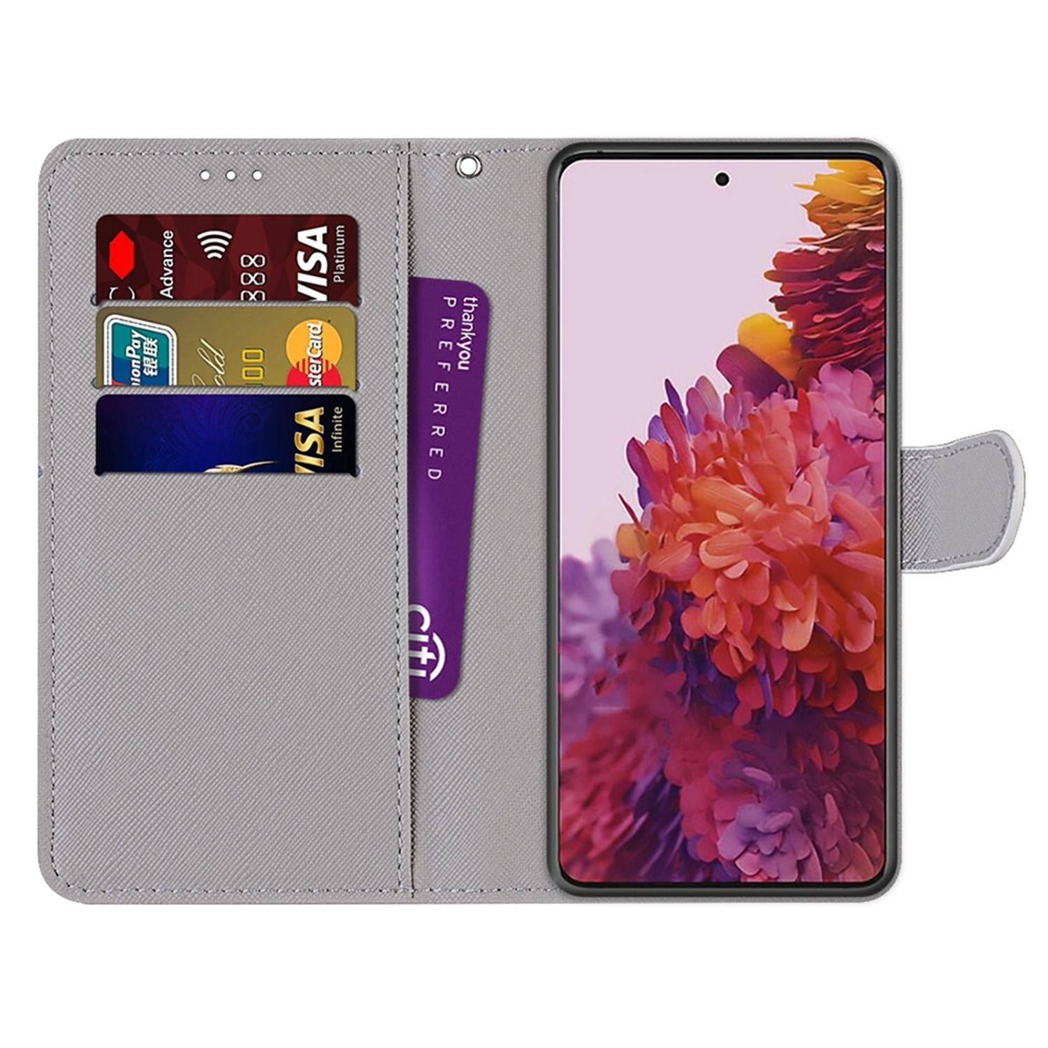 Samsung Galaxy S21 Handyhülle Schutztasche Katzen Bookcover Mehrfarbig