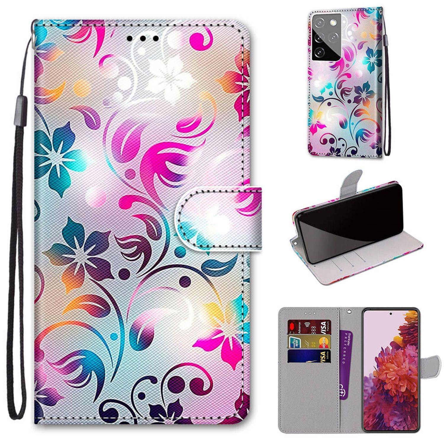 Samsung Galaxy S21 Ultra Handyhülle Schutztasche Bookcover Mehrfarbig