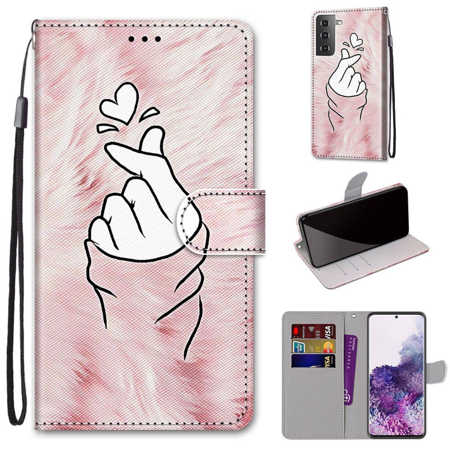 Hülle kompatibel mit Samsung Galaxy S21 Plus Kunstleder Handyhülle - Handy Case Rosa