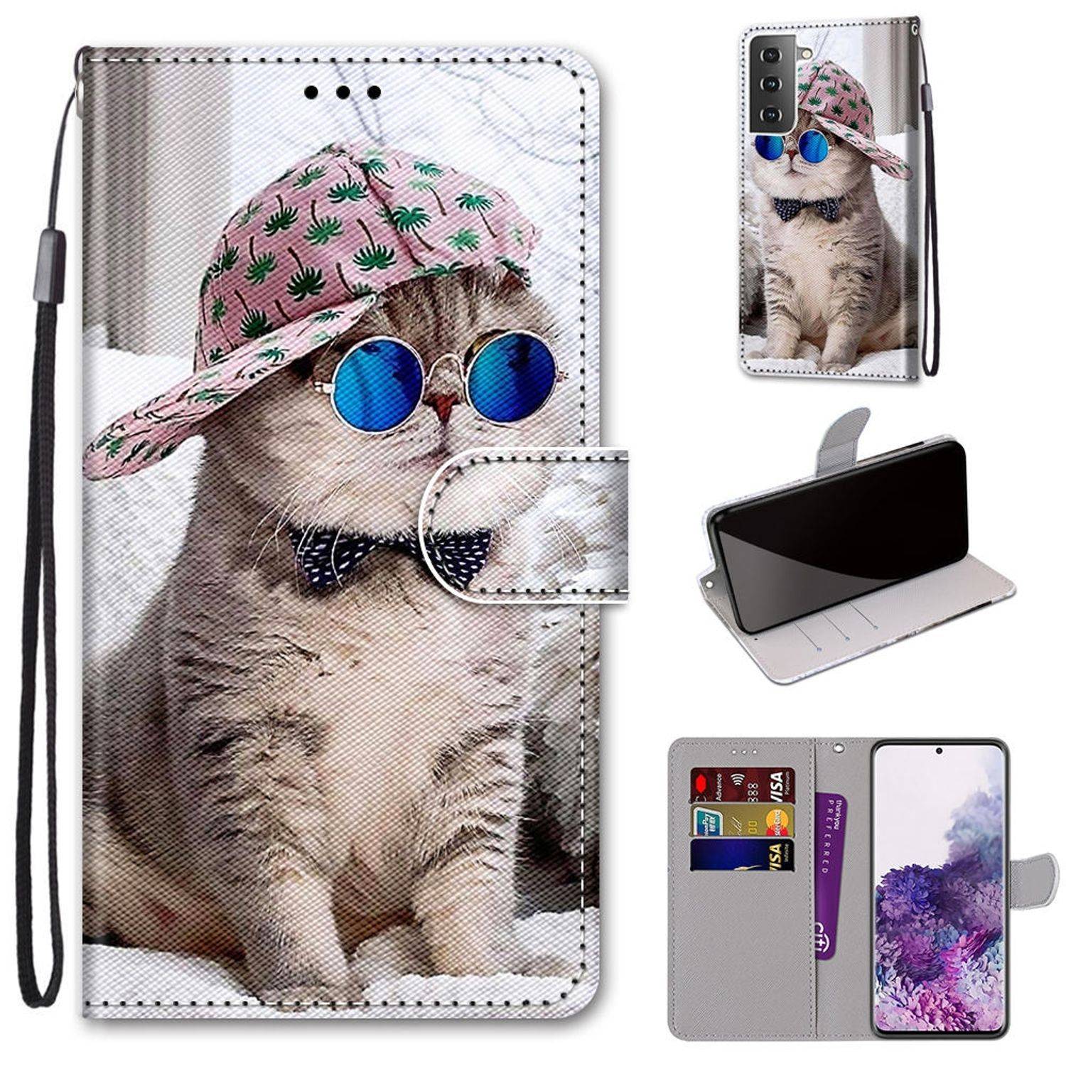 Samsung Galaxy S21 Plus Handyhülle Schutztasche Katzen Umhängetasche Mehrfarbig