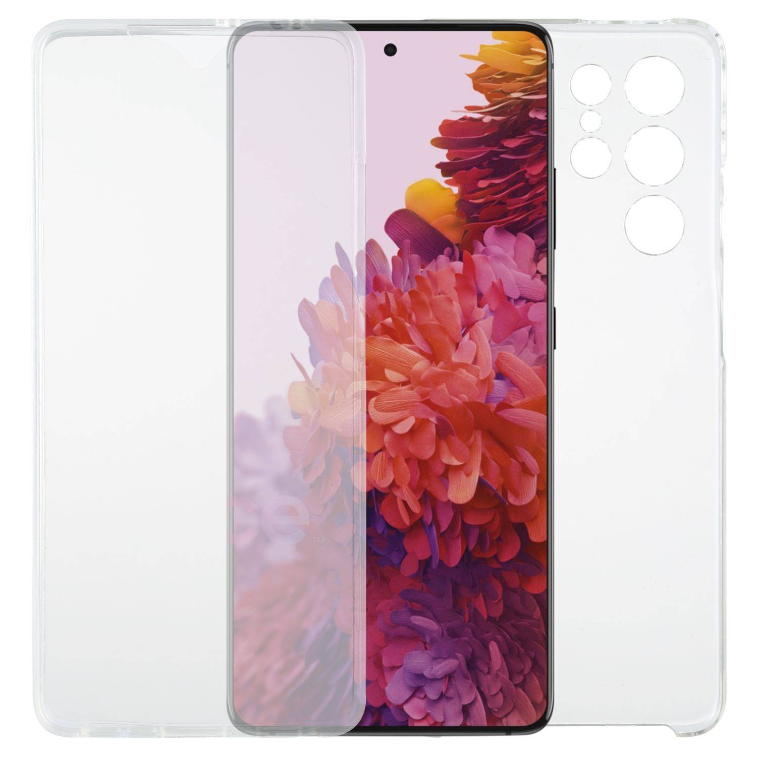 Samsung Galaxy S21 Ultra Handyhülle Full-Cover 360 Grad Flip Cover Transparent