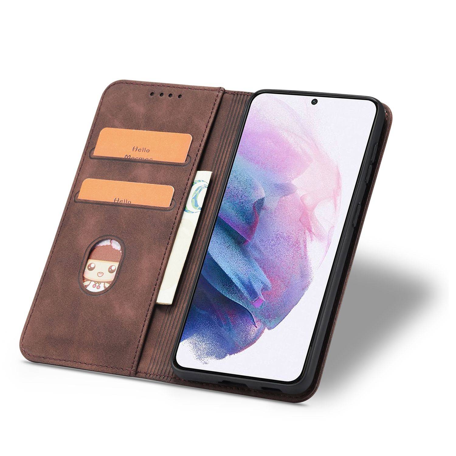 Samsung Galaxy S21 Handyhülle Schutztasche Bookcover Braun