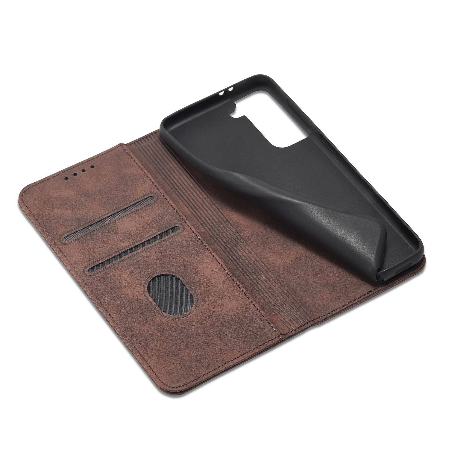 Samsung Galaxy S21 Handyhülle Schutztasche Bookcover Braun