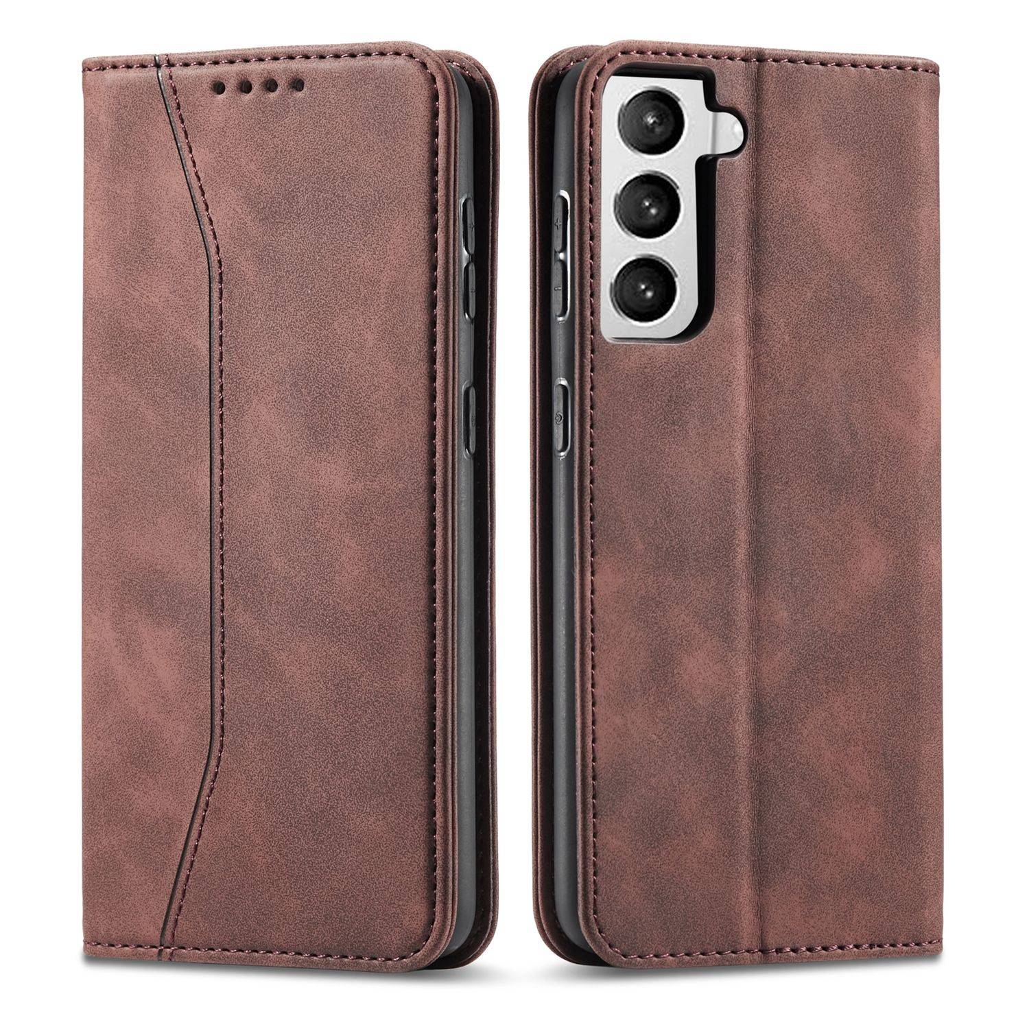 Samsung Galaxy S21 Handyhülle Schutztasche Bookcover Braun