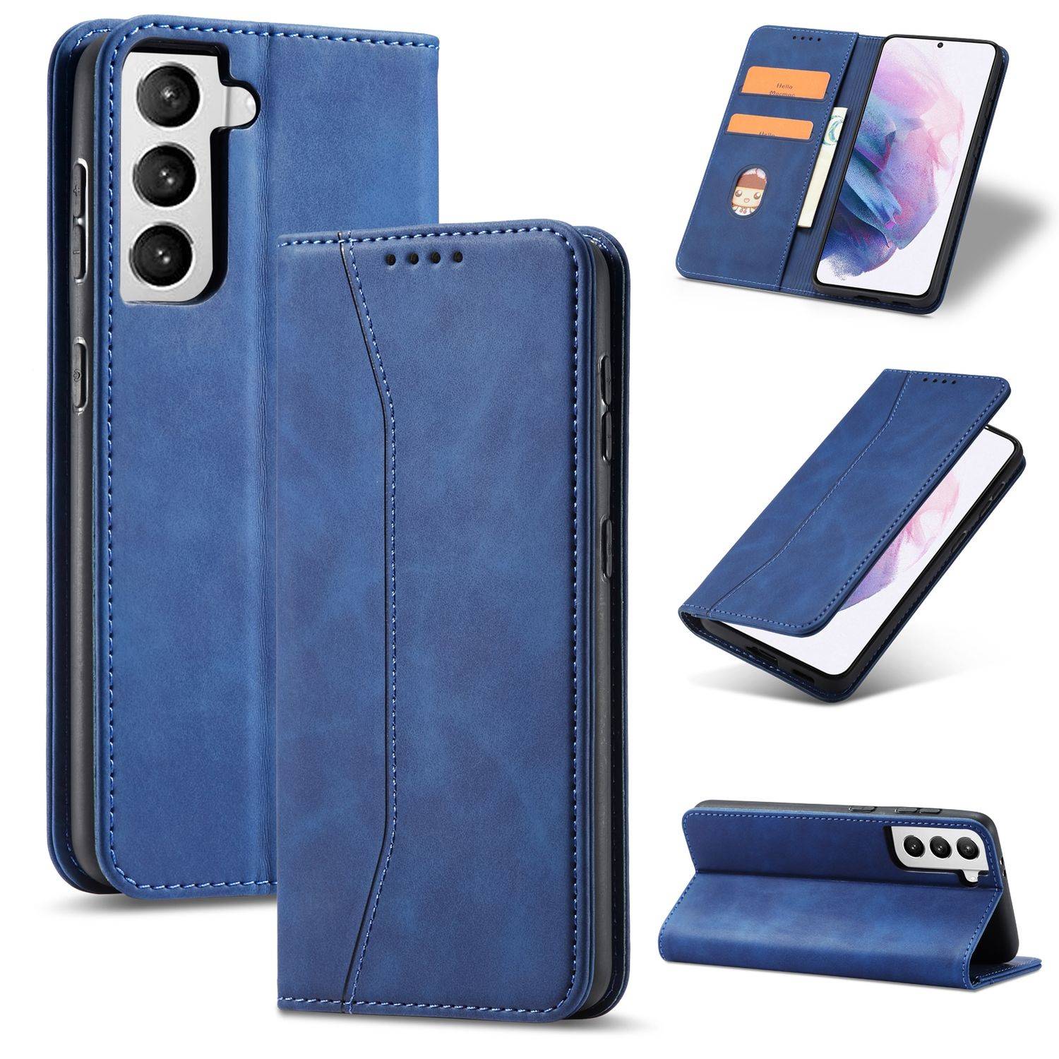 Hülle kompatibel mit Samsung Galaxy S21 Kunstleder Handyhülle - Handy Case Blau