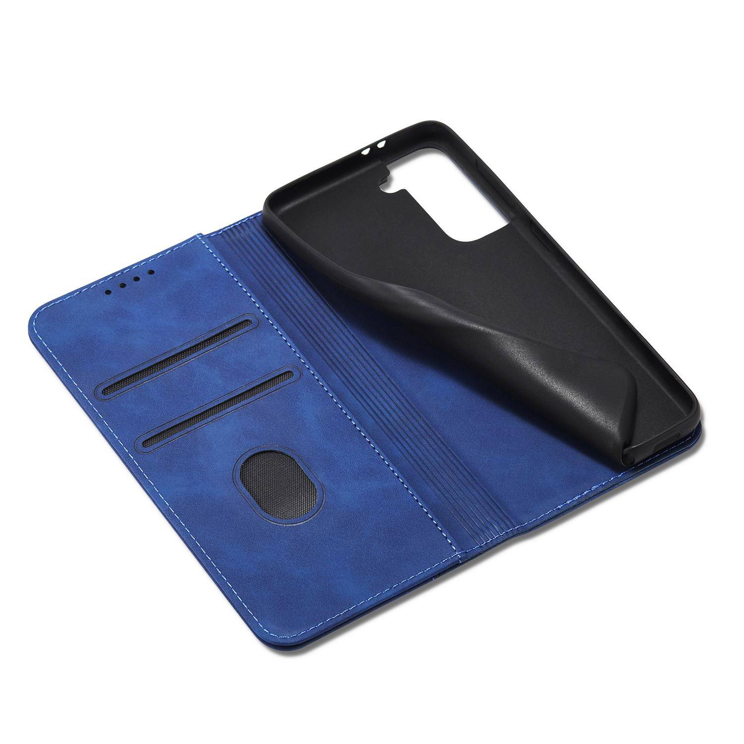 Hülle kompatibel mit Samsung Galaxy S21 Kunstleder Handyhülle - Handy Case Blau