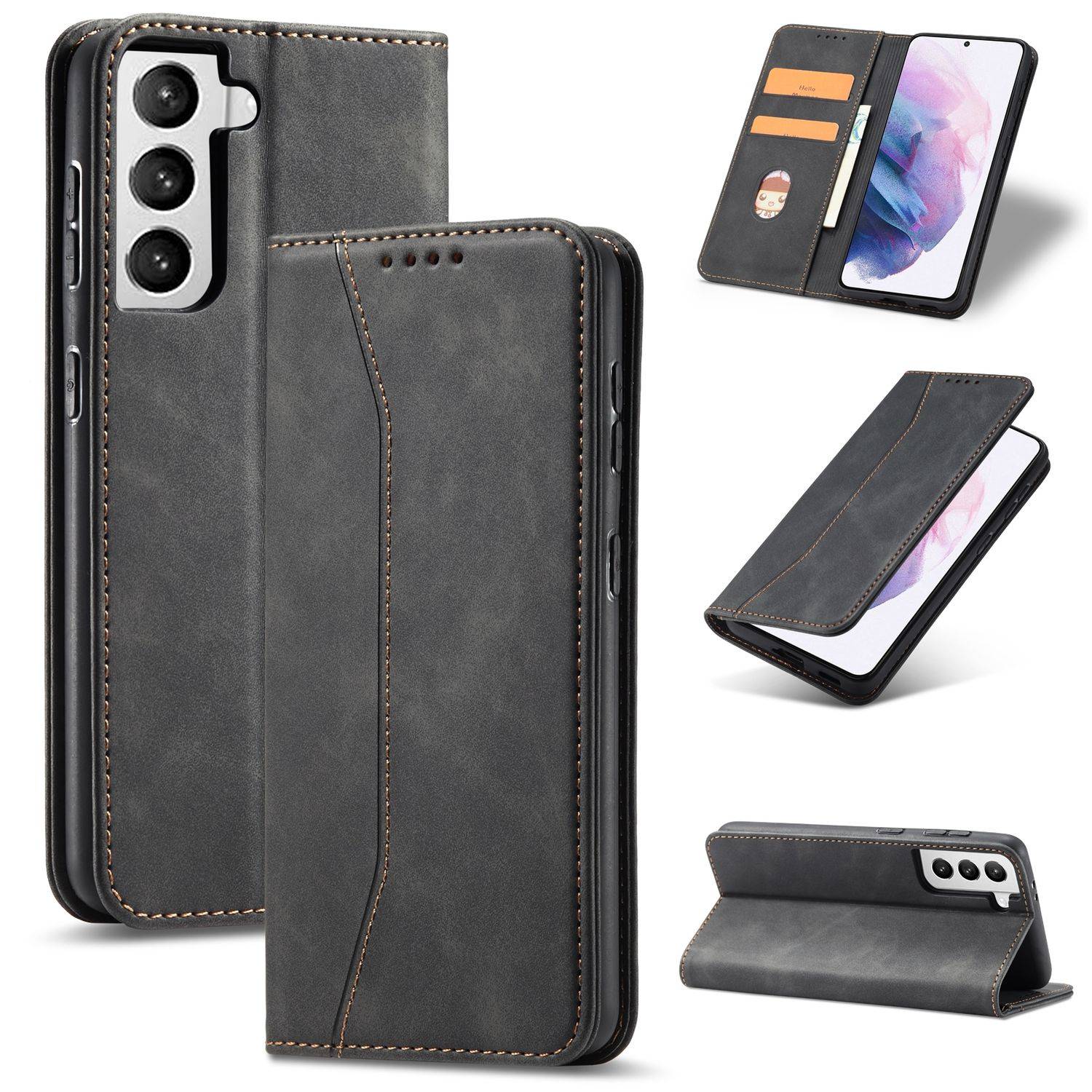 Samsung Galaxy S21 Ultra Handyhülle Schutztasche Bookcover Schwarz