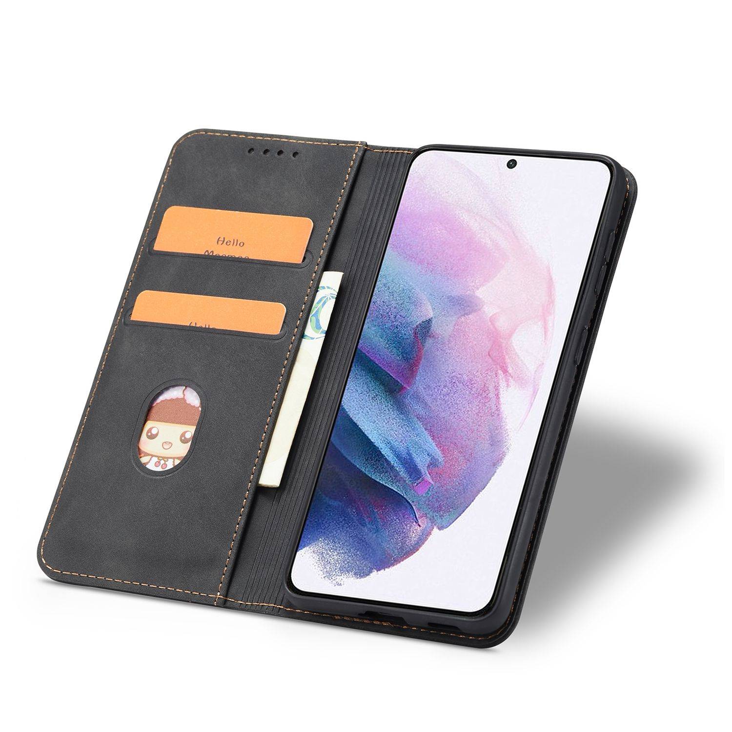 Samsung Galaxy S21 Ultra Handyhülle Schutztasche Bookcover Schwarz
