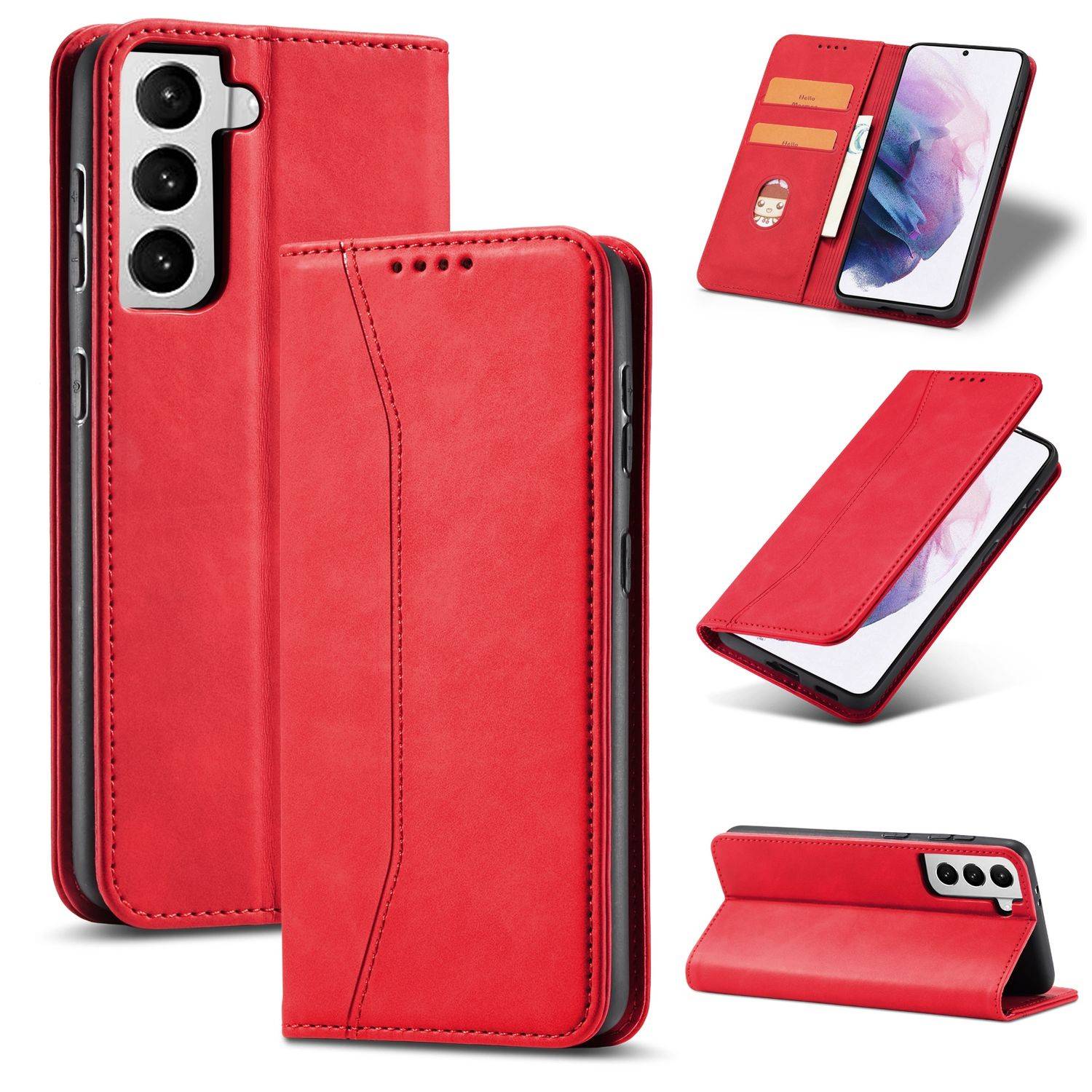 Samsung Galaxy S21 Ultra Handyhülle Schutztasche Bookcover Rot