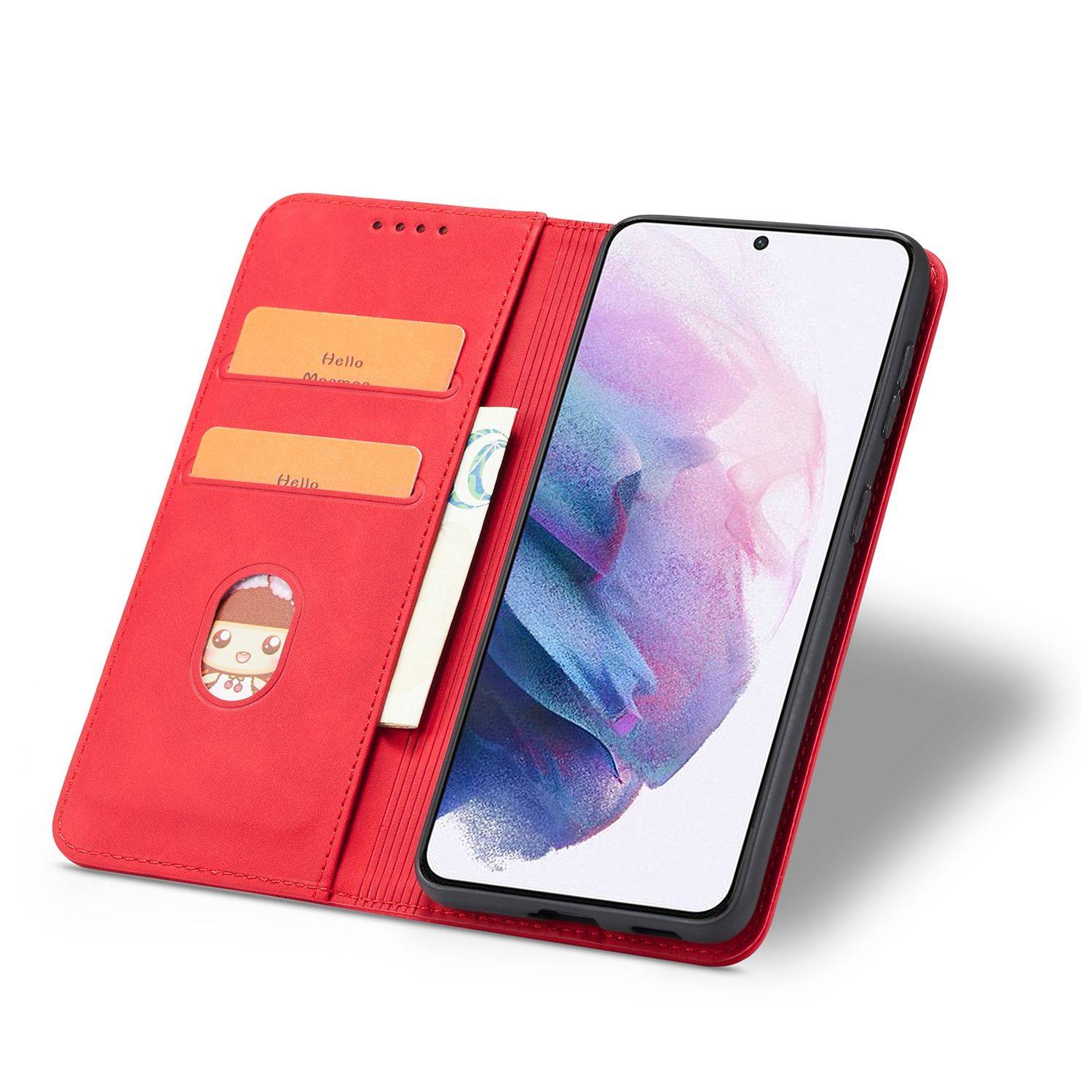Samsung Galaxy S21 Ultra Handyhülle Schutztasche Bookcover Rot