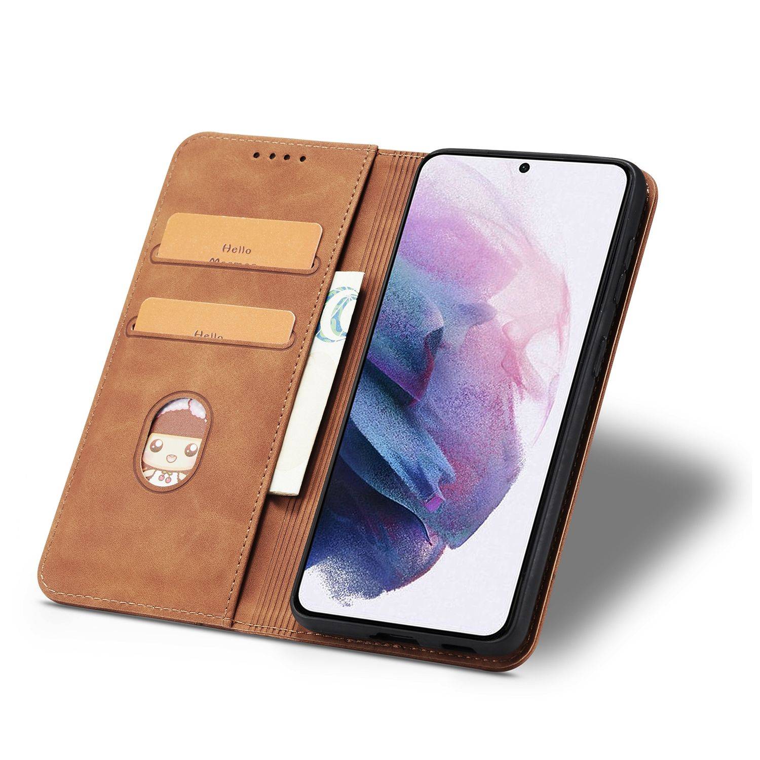 Samsung Galaxy S21 Ultra Handyhülle Schutztasche Bookcover Braun