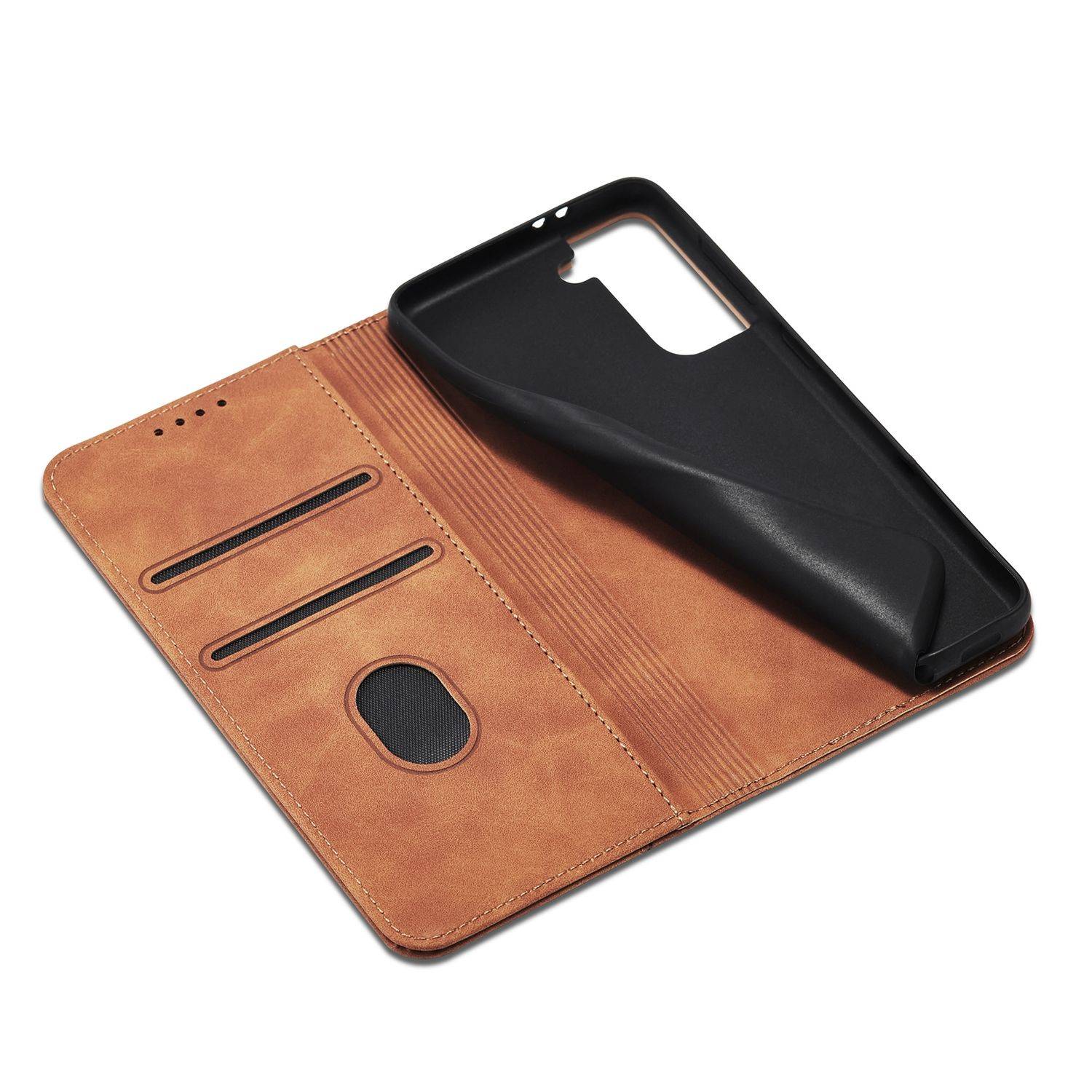 Samsung Galaxy S21 Ultra Handyhülle Schutztasche Bookcover Braun