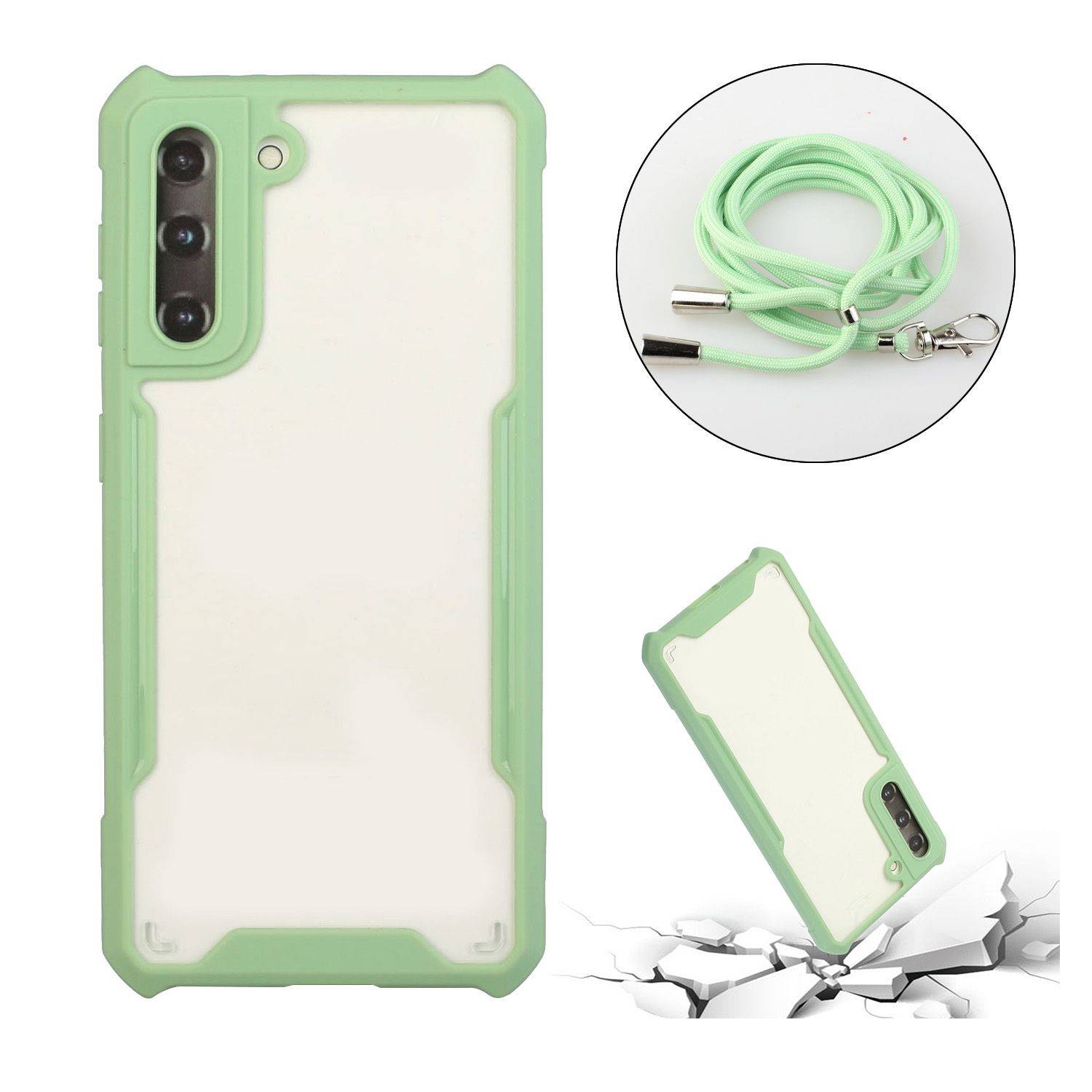Samsung Galaxy S21 Handykette Handyhülle Umhängetasche Grün