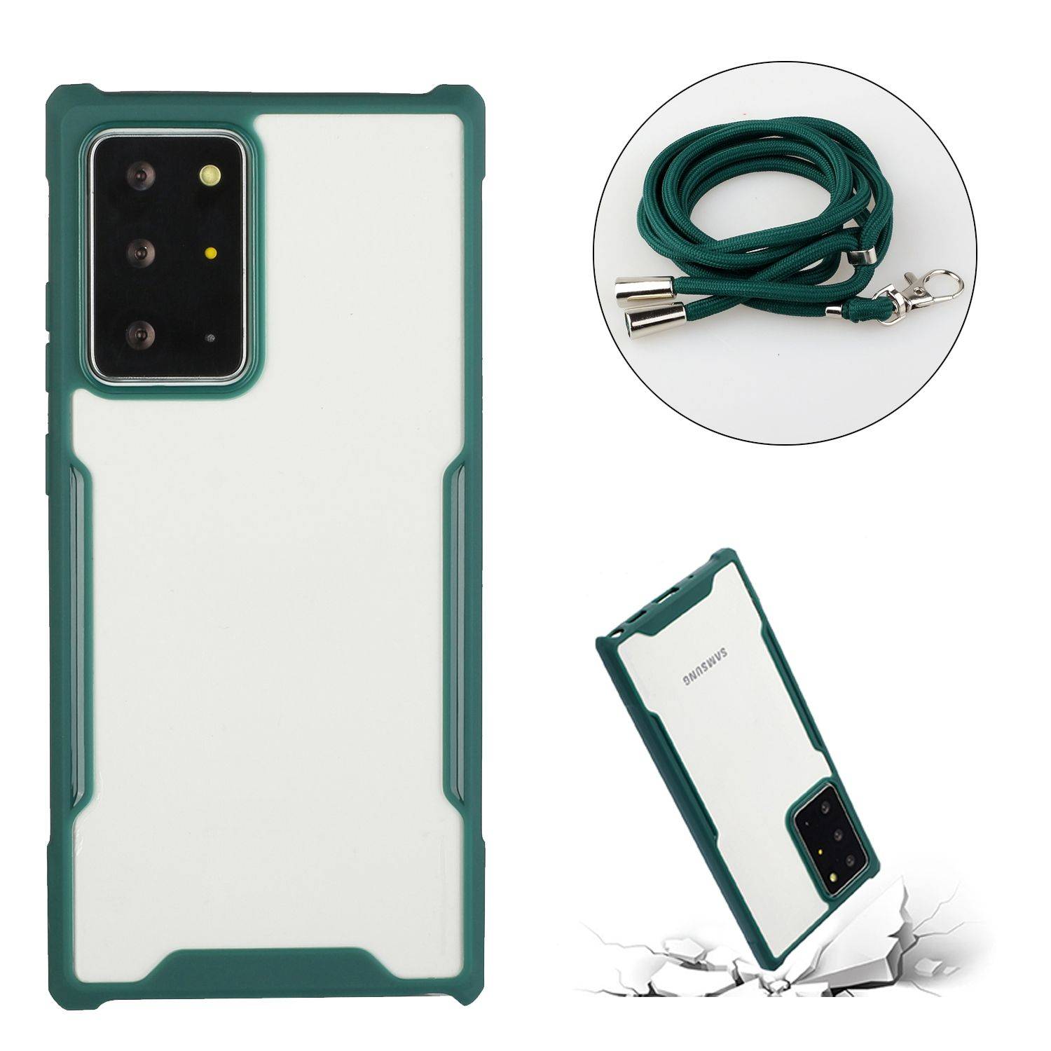Samsung Galaxy S21 Ultra Handykette Handyhülle Umhängetasche Grün