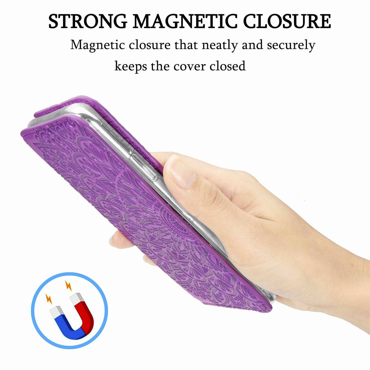 Apple iPhone 11 Pro Max Handyhülle Schutztasche Mandala Bookcover Violett