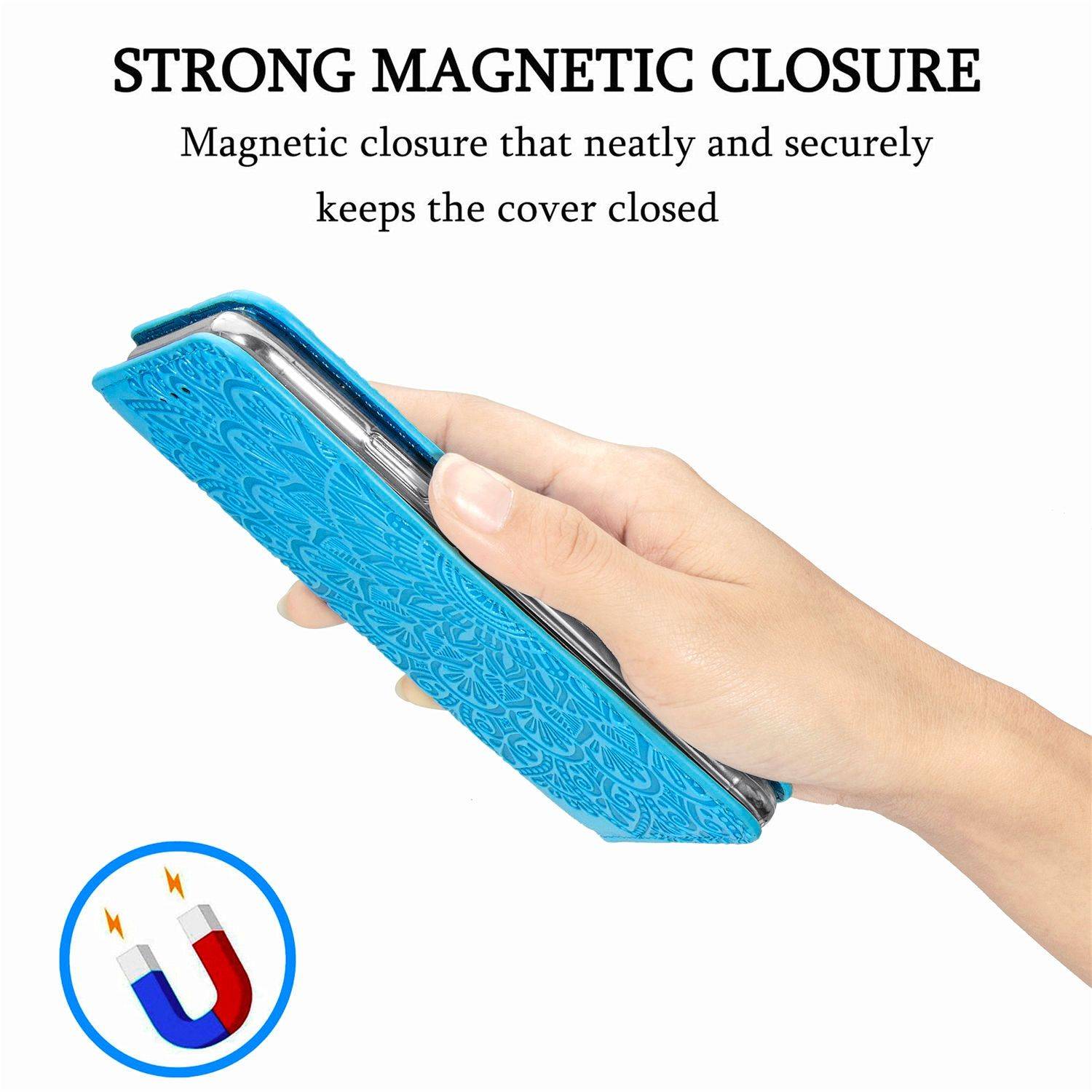 Apple iPhone 11 Pro Max Handyhülle Schutztasche Mandala Bookcover Blau