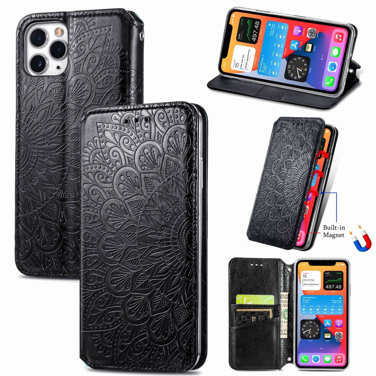 Hülle kompatibel mit Apple iPhone 11 Kunstleder Handyhülle - Handy Case Schwarz