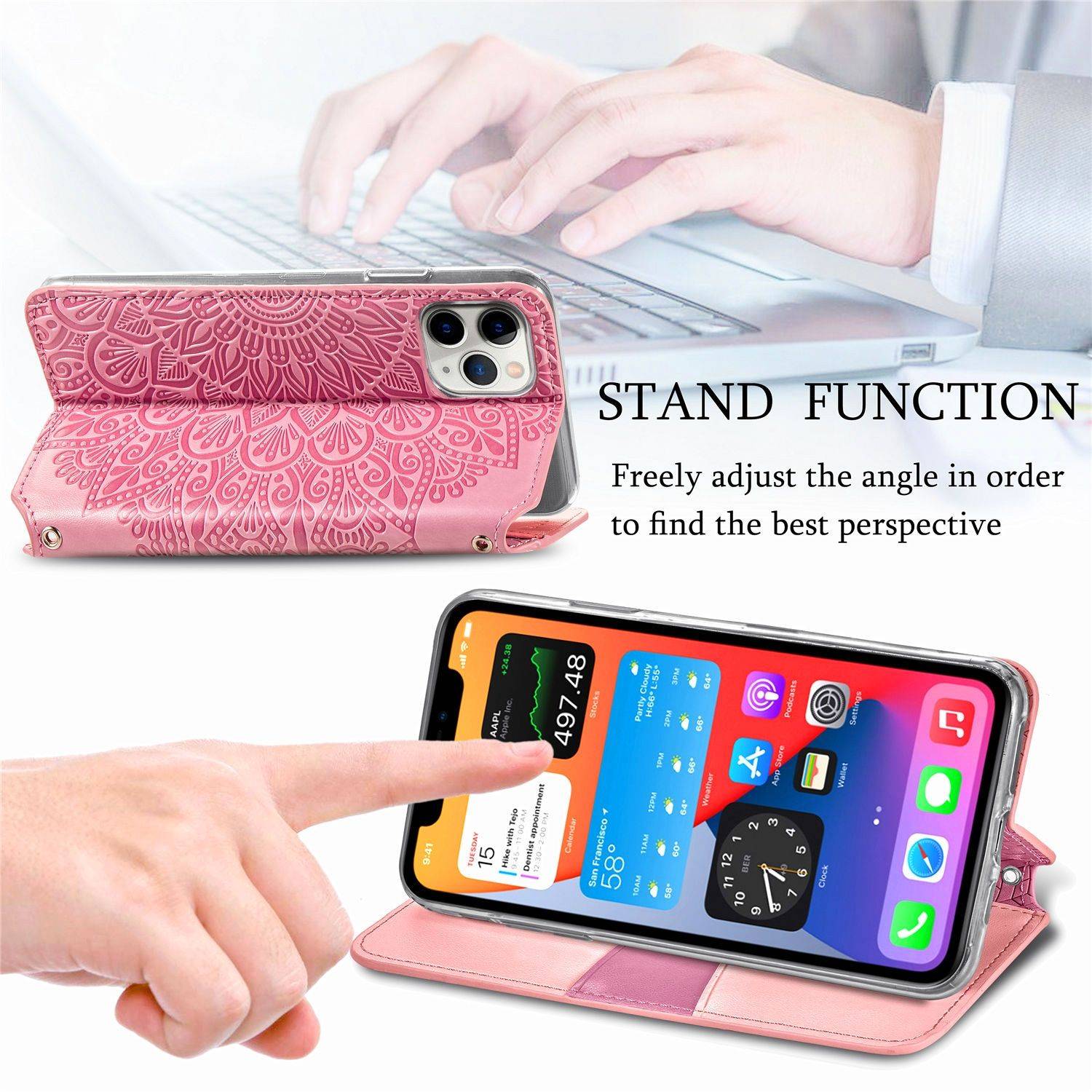 Apple iPhone 11 Pro Handyhülle Schutztasche Mandala Bookcover Rosa