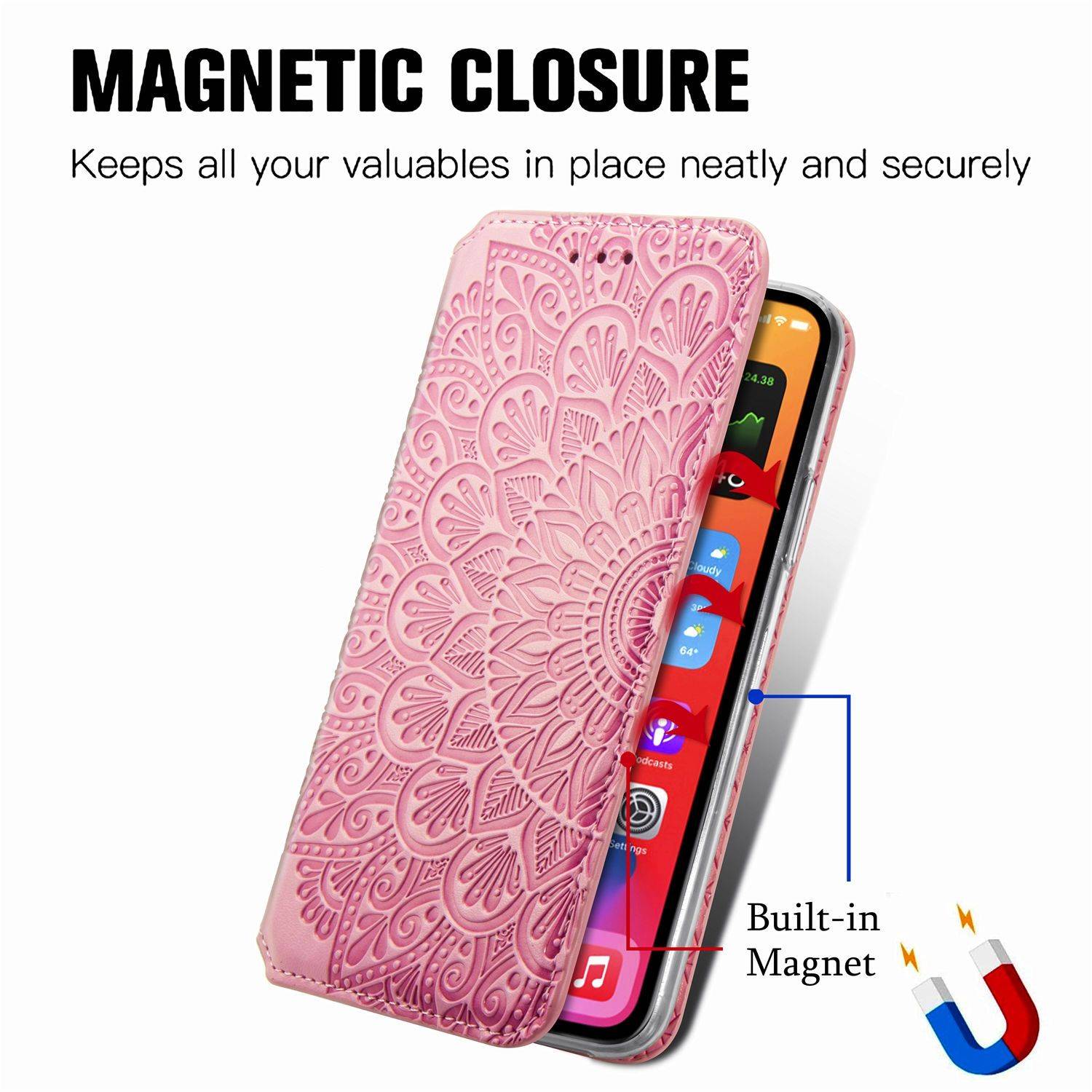 Apple iPhone 11 Pro Handyhülle Schutztasche Mandala Bookcover Rosa