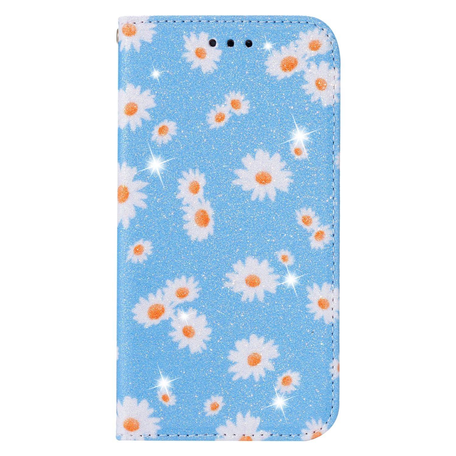 Apple iPhone 12 Mini Handyhülle Schutzcase Blumen Bookcover Blau
