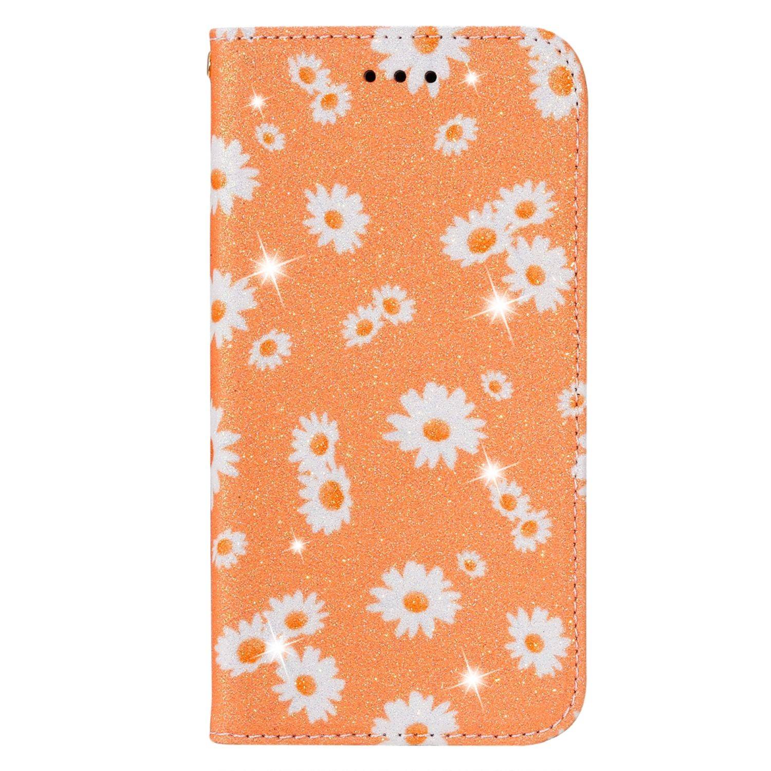 Apple iPhone 12 Pro Max Handyhülle Schutzcase Blumen Bookcover Orange