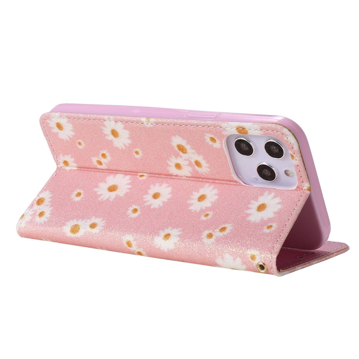 Apple iPhone 12 Pro Max Handyhülle Schutzcase Blumen Bookcover Rosa