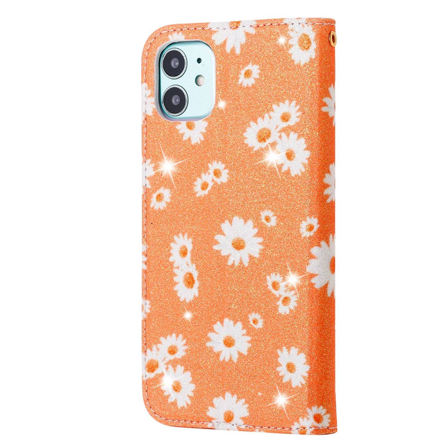 Apple iPhone 11 Handyhülle Schutzcase Blumen Bookcover Orange