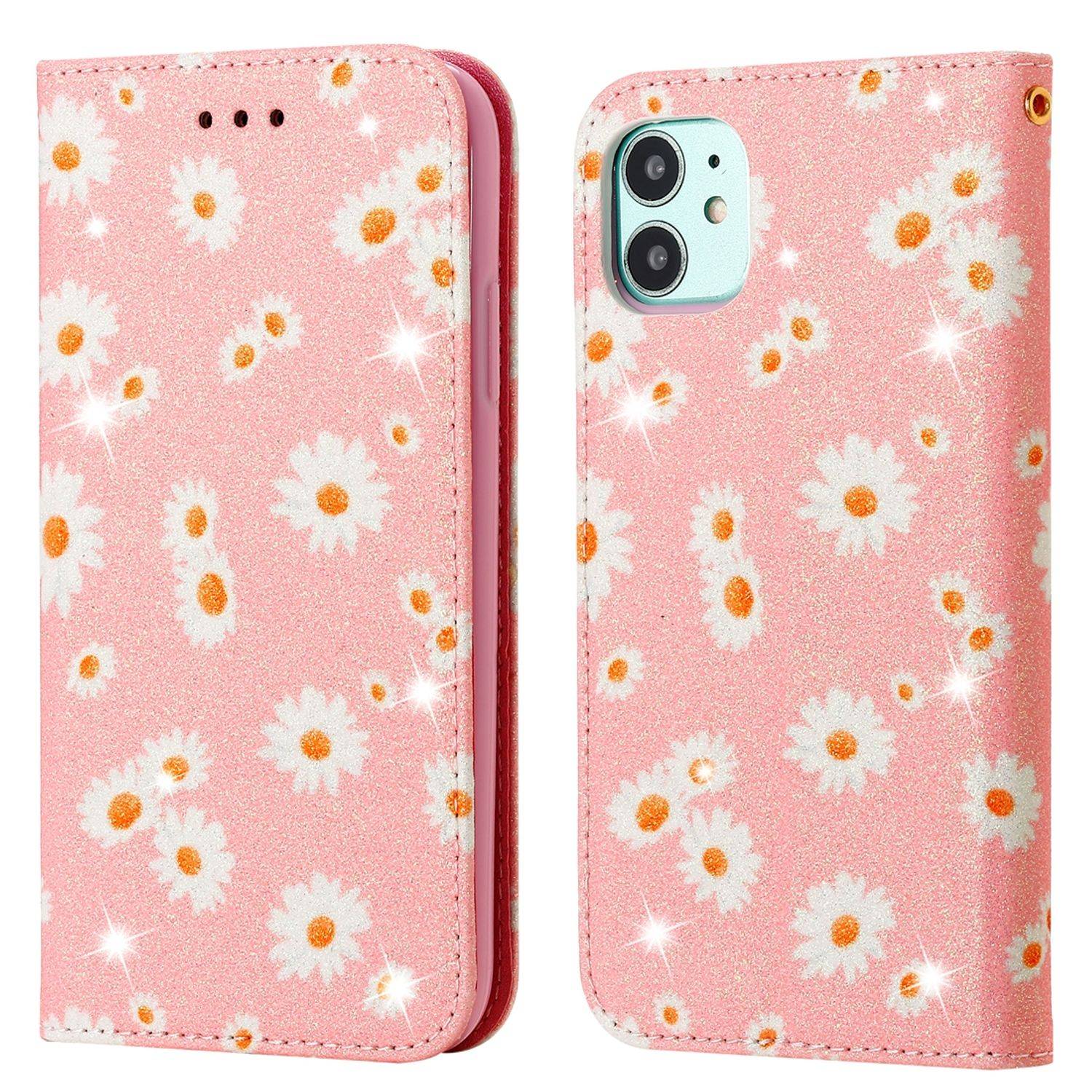 Apple iPhone 11 Handyhülle Schutzcase Blumen Bookcover Rosa