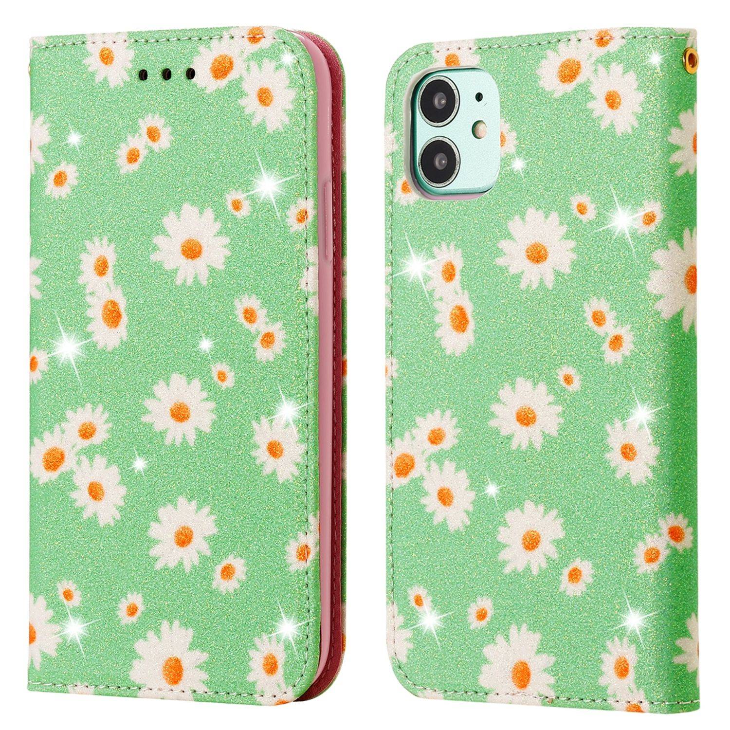Apple iPhone 11 Handyhülle Schutzcase Blumen Bookcover Grün