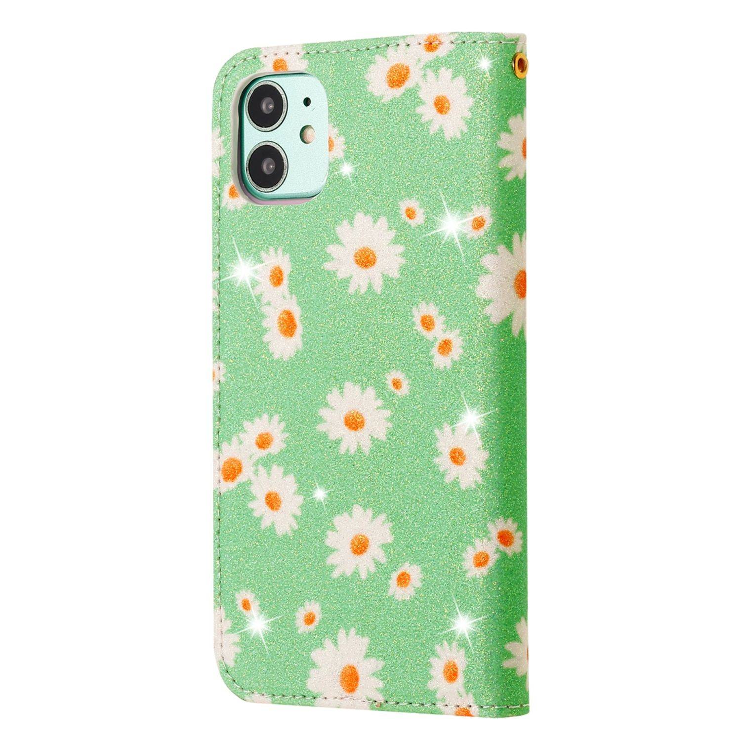 Apple iPhone 11 Handyhülle Schutzcase Blumen Bookcover Grün