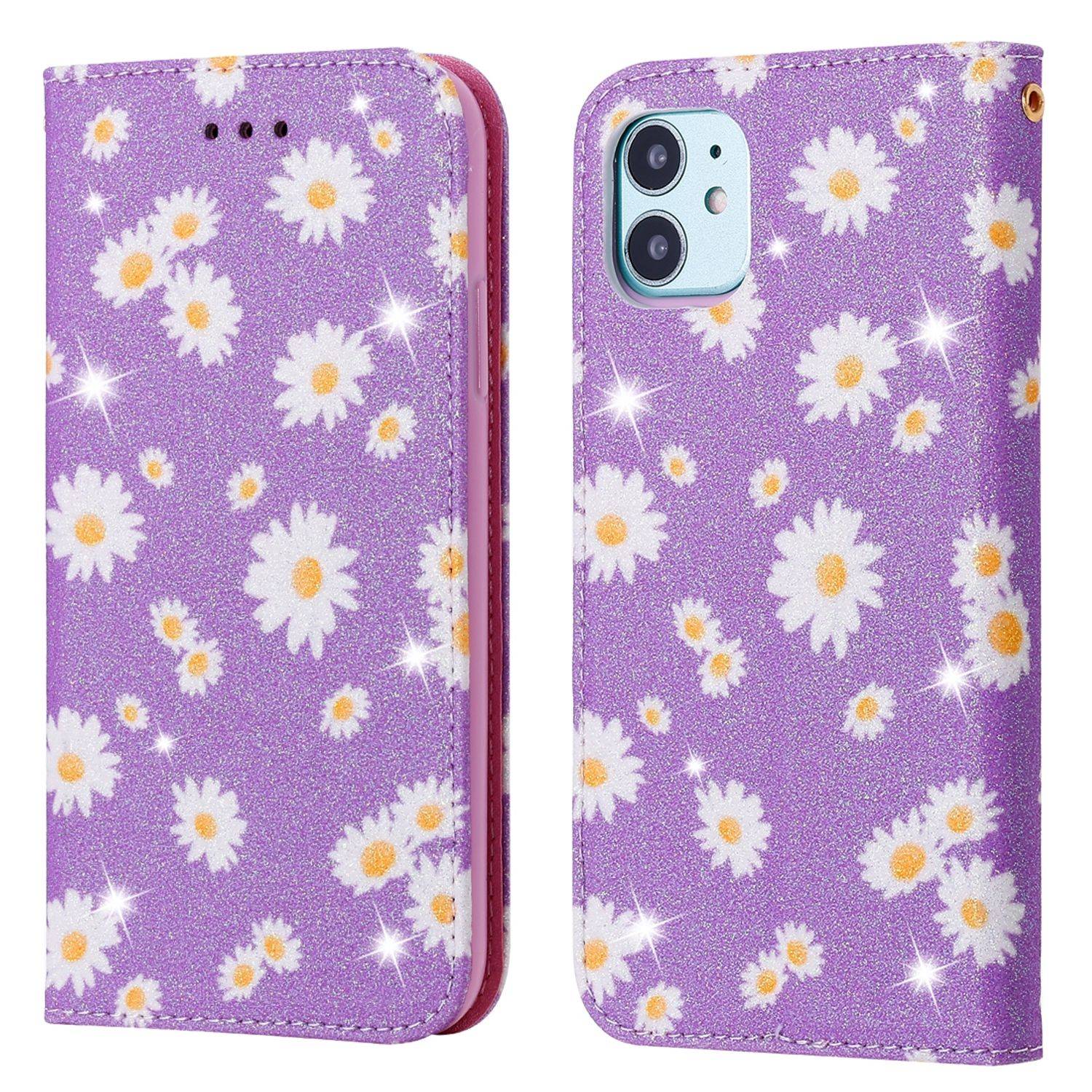 Apple iPhone 11 Handyhülle Schutzcase Blumen Bookcover Violett