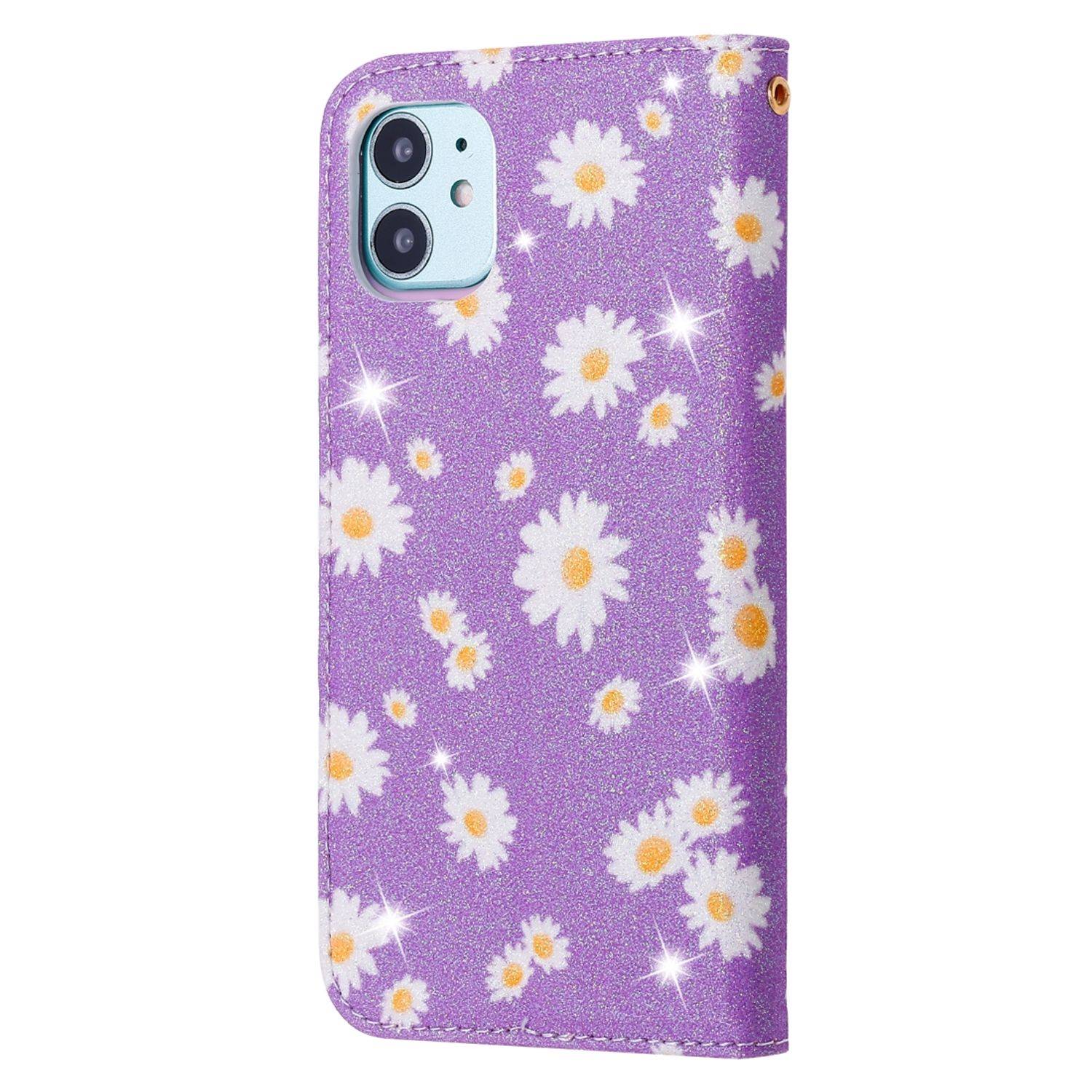 Apple iPhone 11 Handyhülle Schutzcase Blumen Bookcover Violett