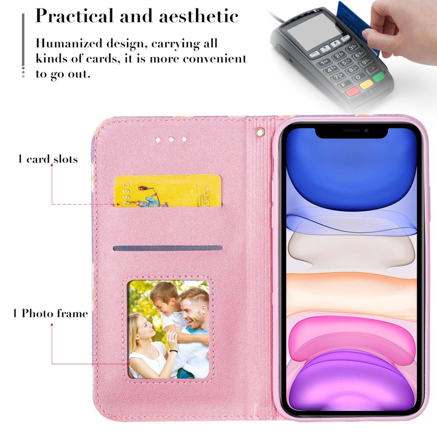 Apple iPhone 11 Handyhülle Schutzcase Blumen Bookcover Violett