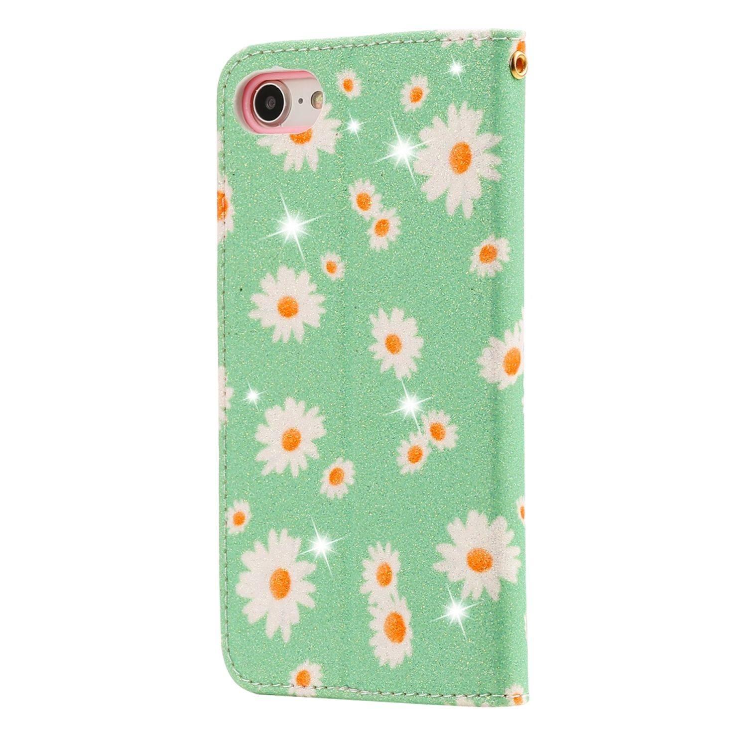 Apple IPhone 7 / 8 / SE 2020 Handyhülle Schutzcase Blumen Bookcover Grün
