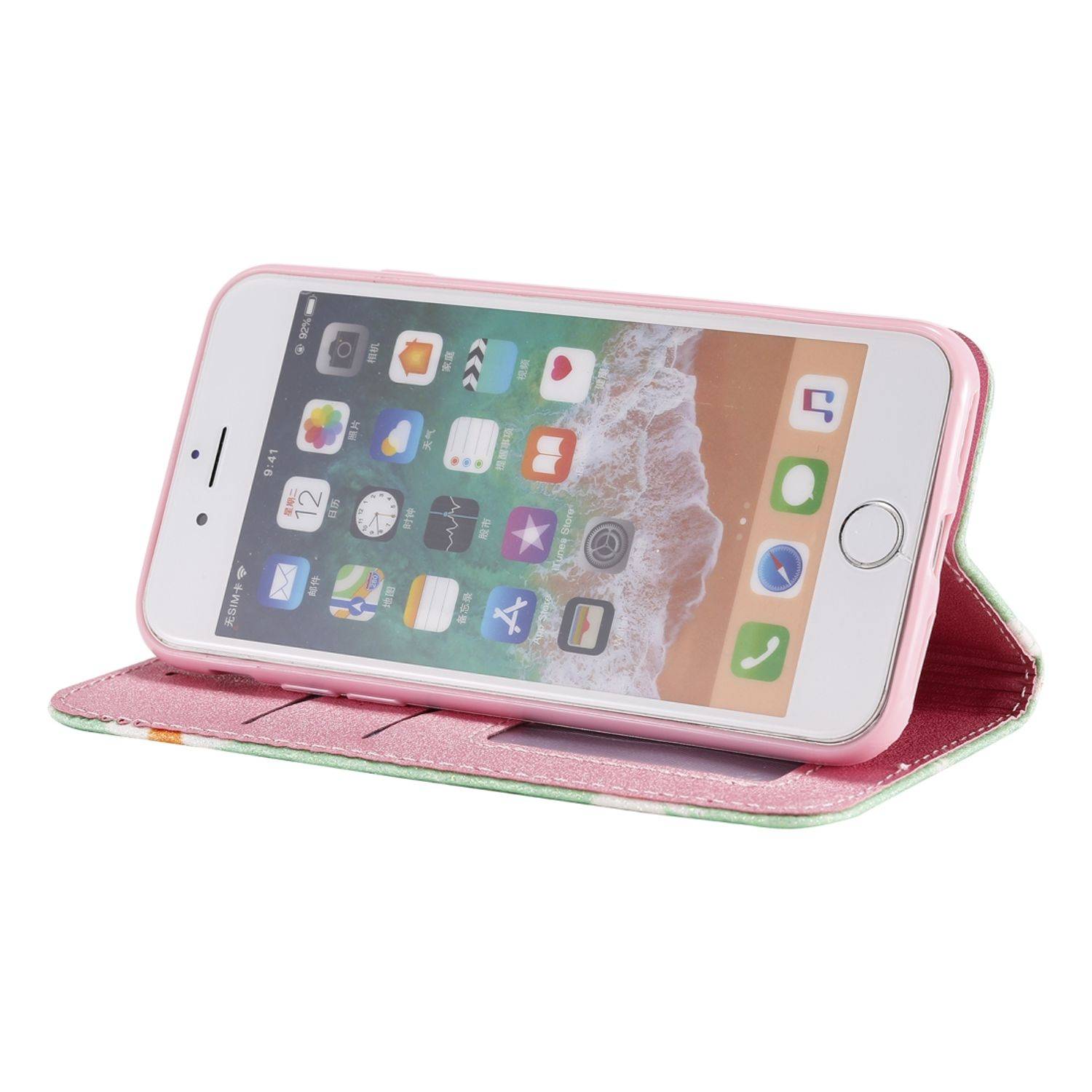 Apple IPhone 7 / 8 / SE 2020 Handyhülle Schutzcase Blumen Bookcover Grün