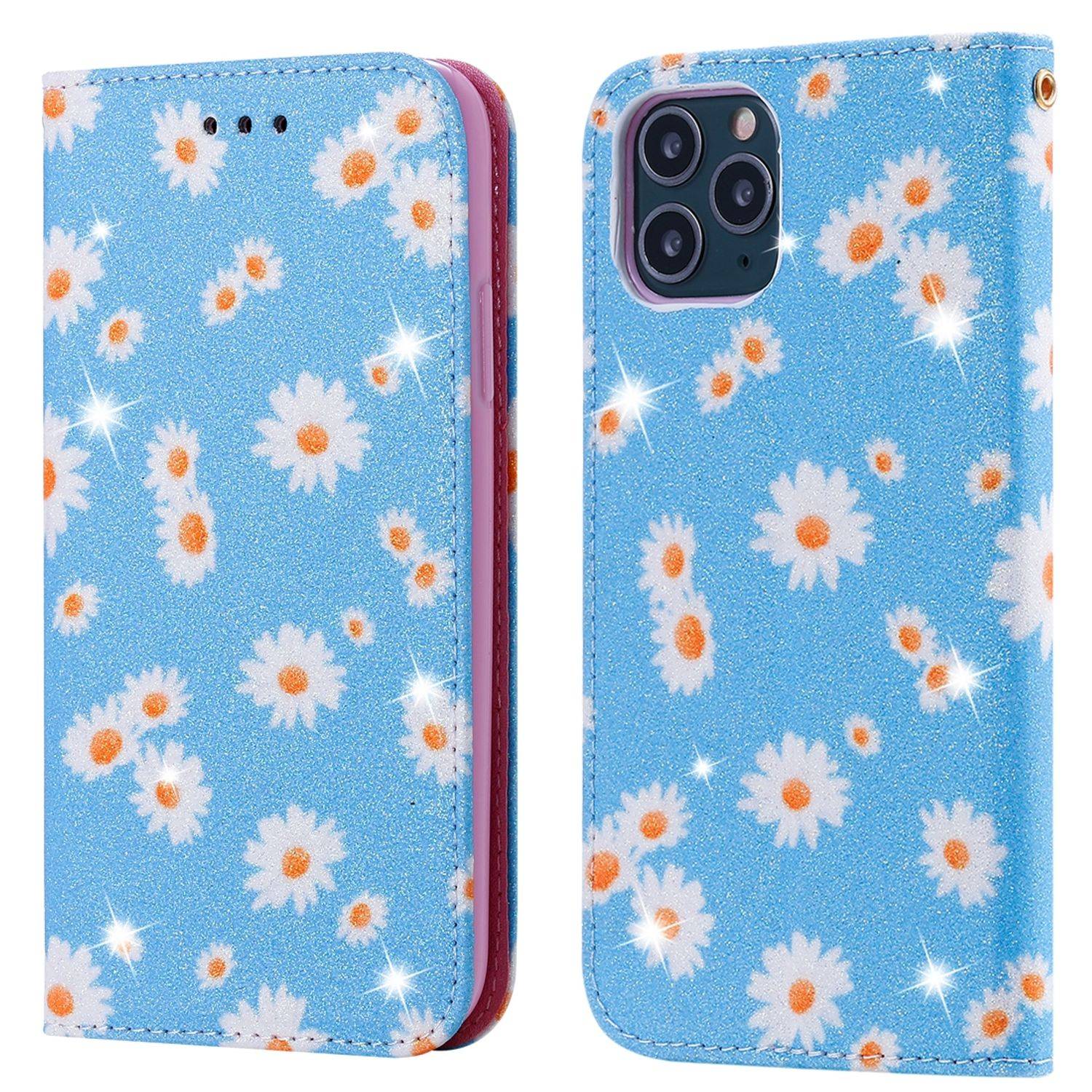 Apple iPhone 11 Pro Max Handyhülle Schutzcase Blumen Bookcover Blau