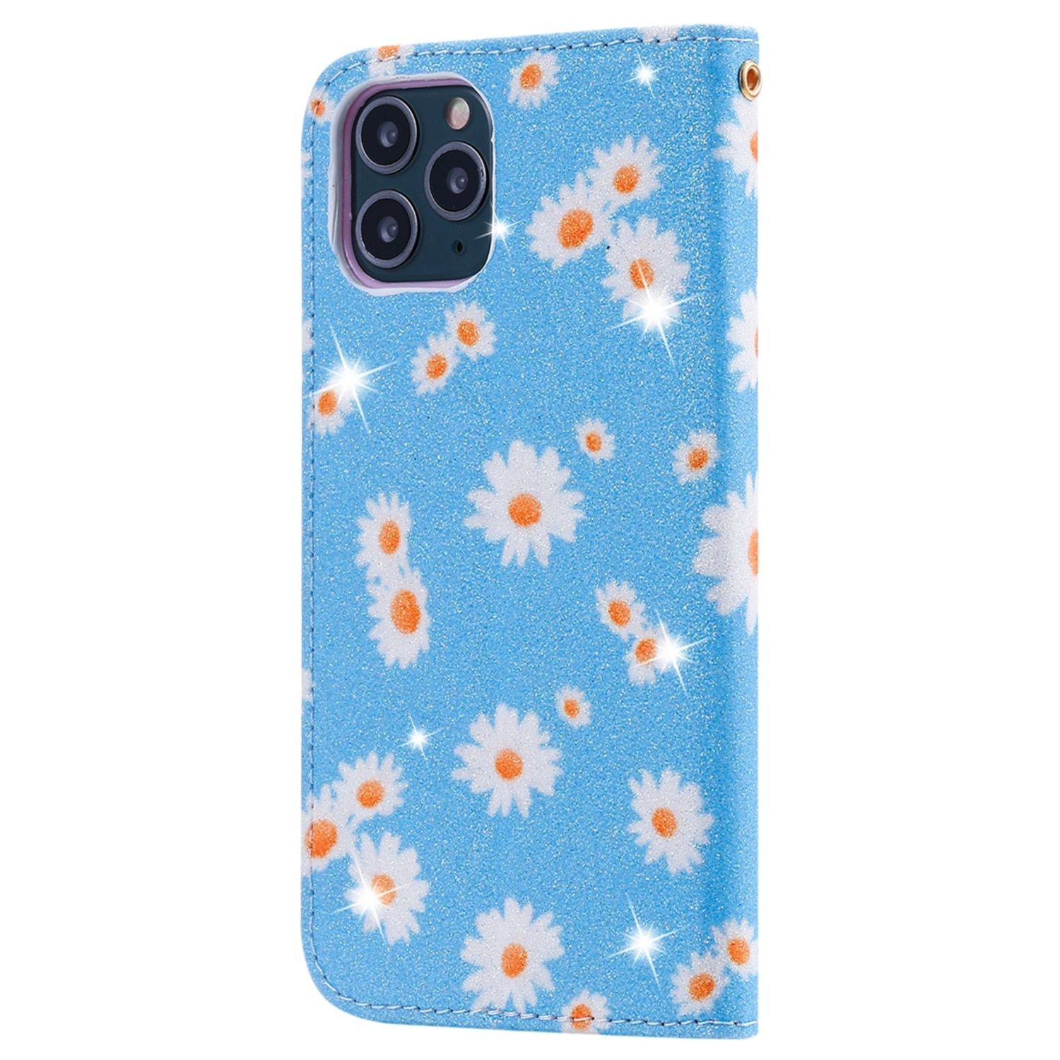 Apple iPhone 11 Pro Max Handyhülle Schutzcase Blumen Bookcover Blau