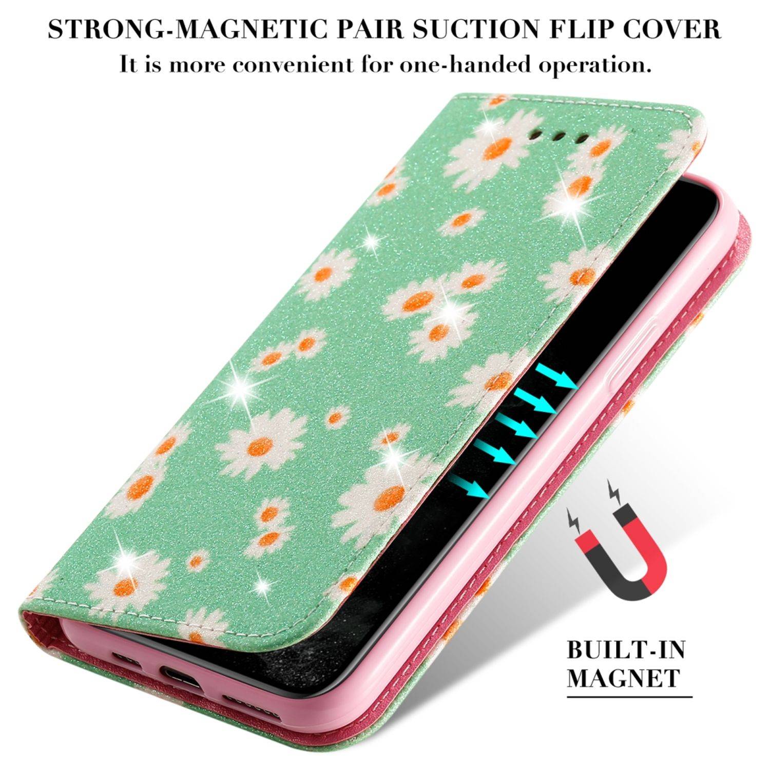 Apple iPhone 11 Pro Max Handyhülle Schutzcase Blumen Bookcover Blau
