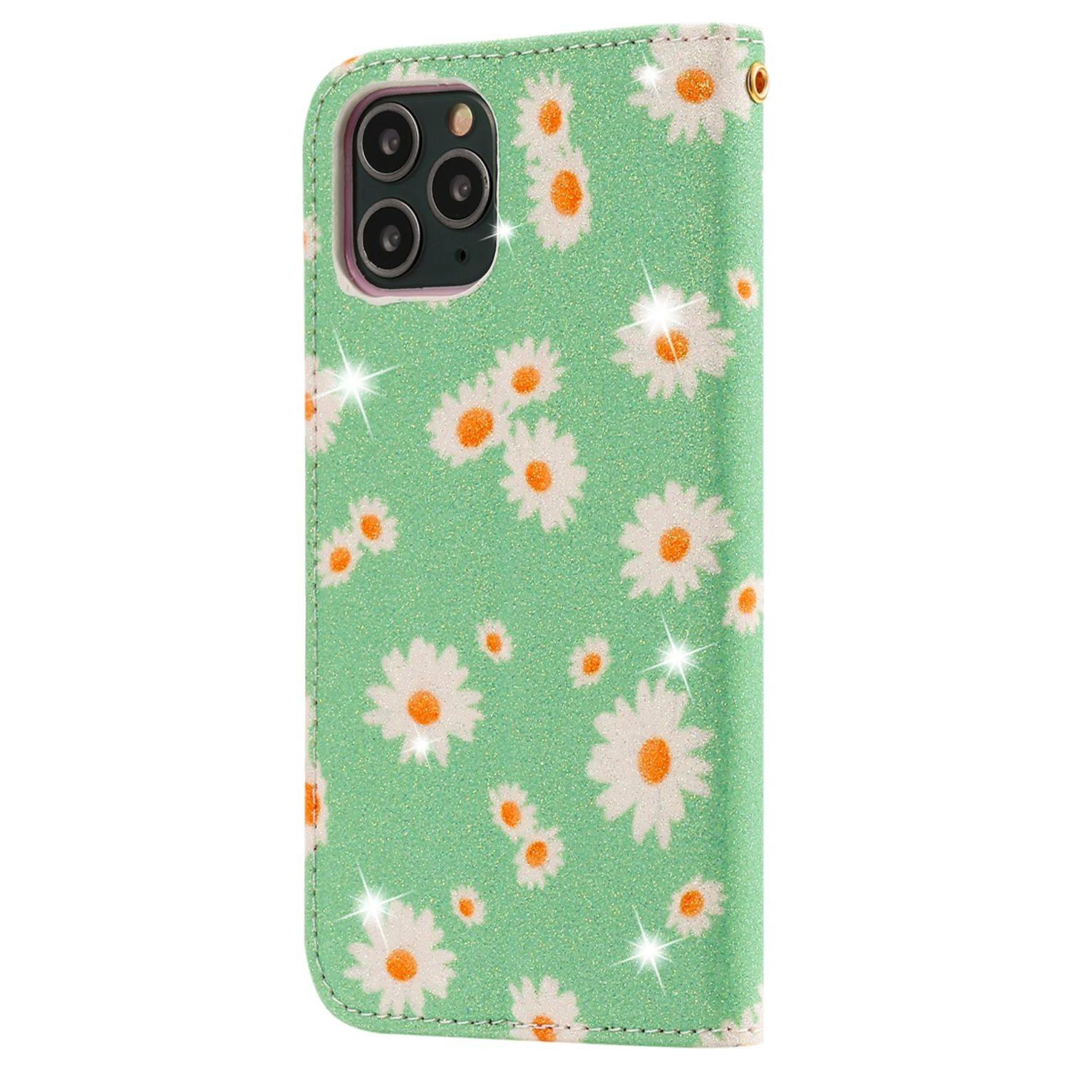 Apple iPhone 11 Pro Max Handyhülle Schutzcase Blumen Bookcover Grün